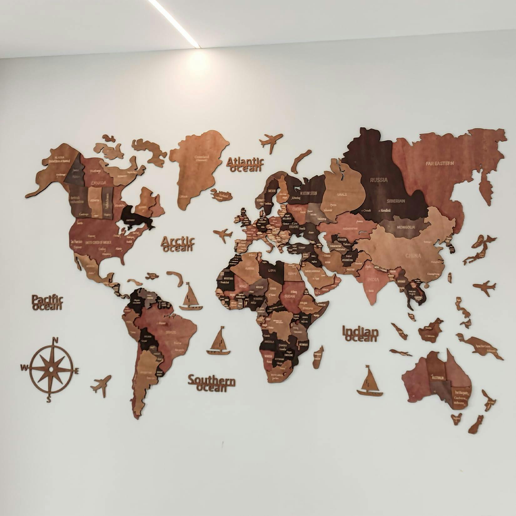 Hygrad Built To Survive Brown 3D Wooden World Map Wall Art – Vintage Rustic, 4 Sizes | Hygrad® - Xxl (300X180cm) - Image 2