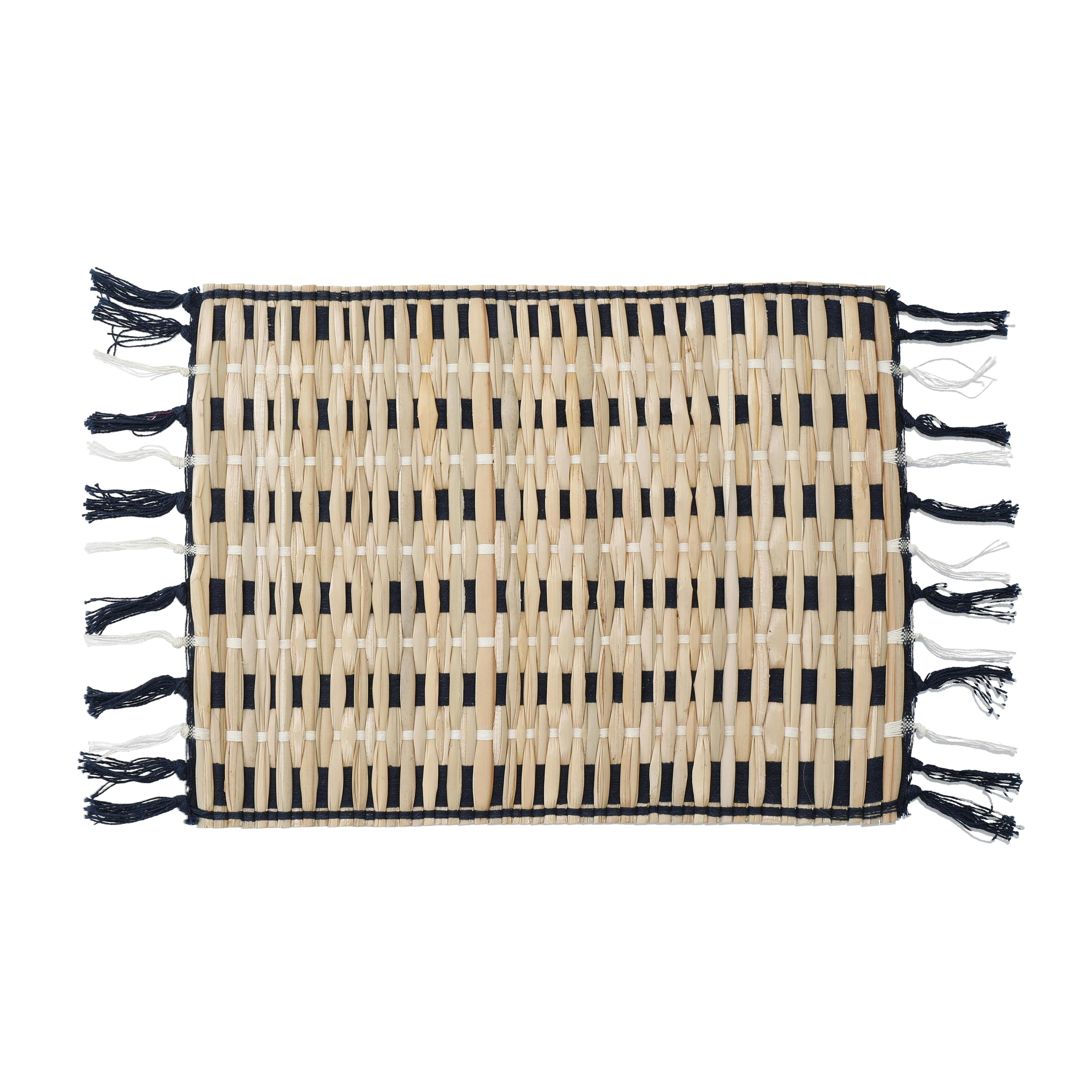 Rackhams Black Set Of 4 Napier Grasscloth Placemats - Wood - Grass - Placemats And Coasters