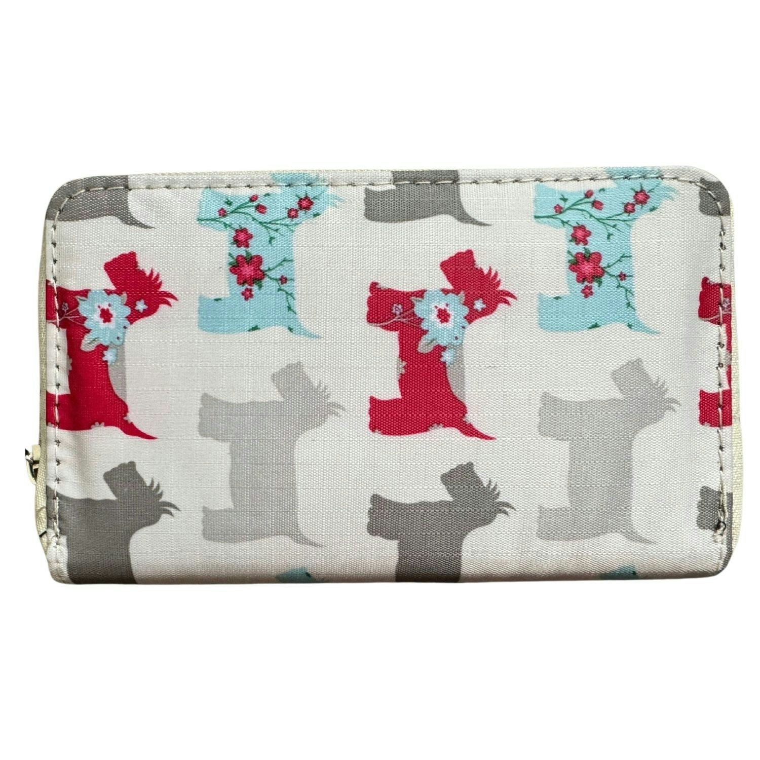 Fores Collection White Scotty Dog Print Zip Around Purse