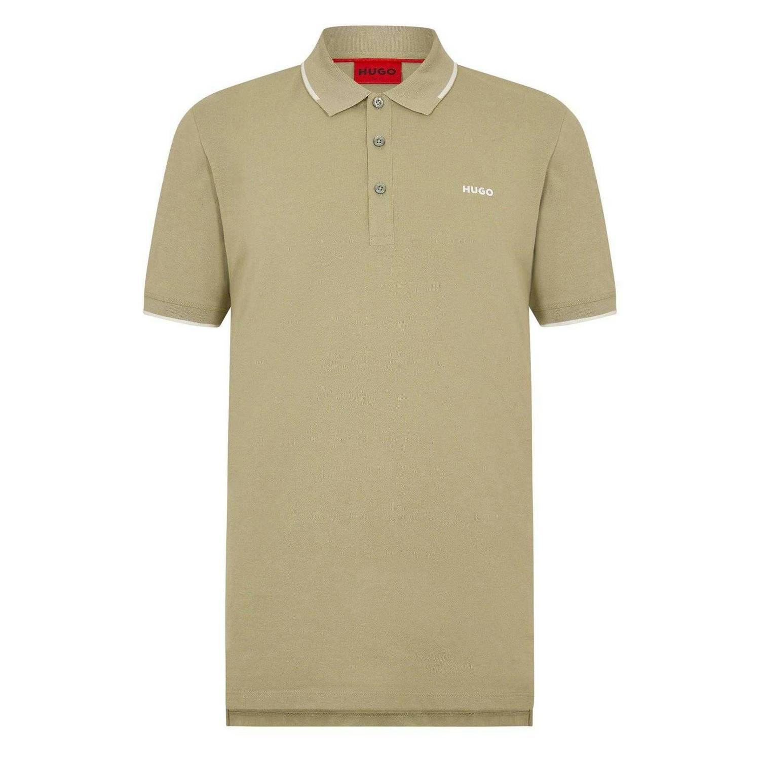 Hugo Men's Green Cotton Regular Polo Shirt - S - 92% Cotton/8% Elastane