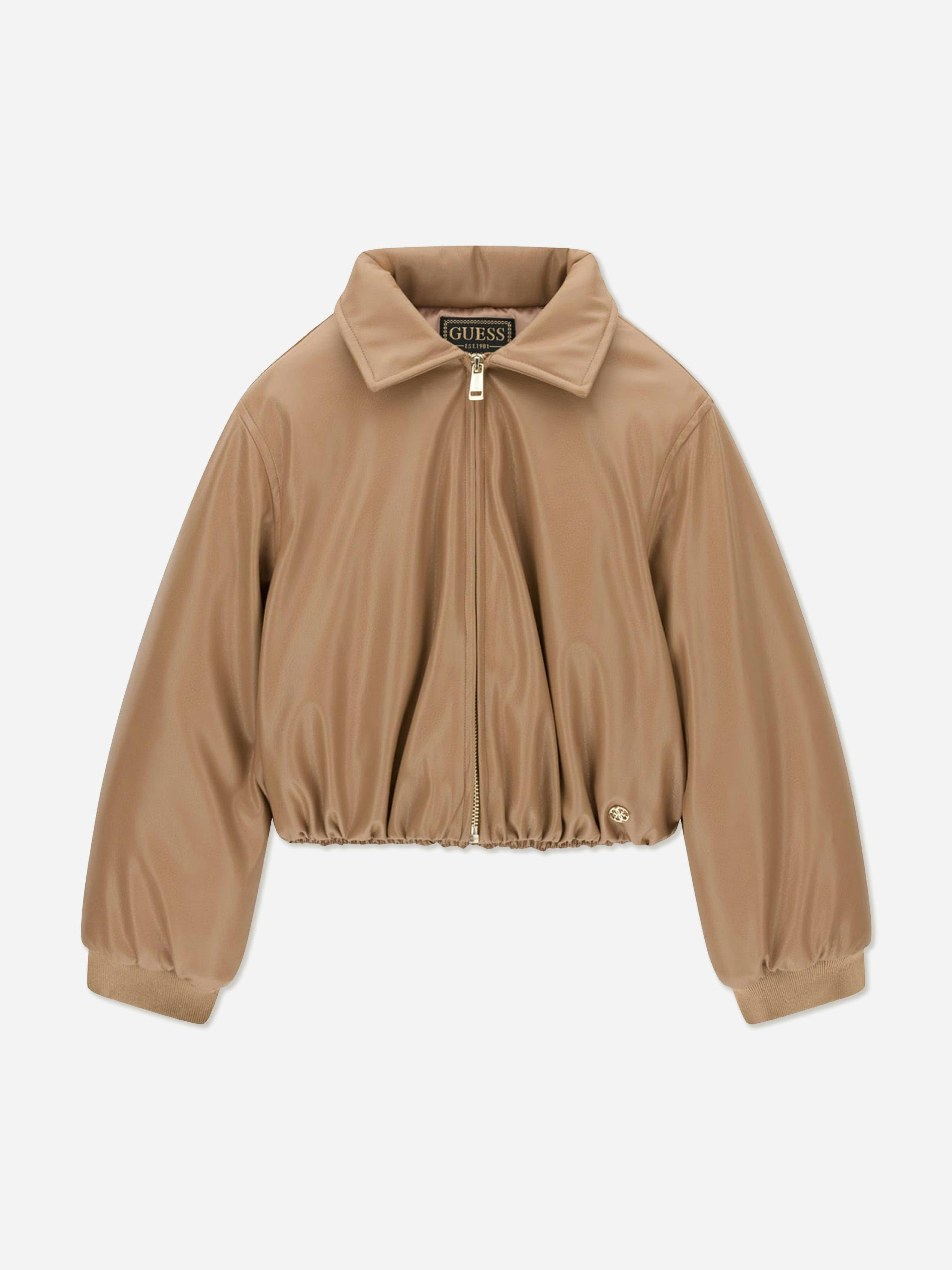 Guess Girls Brown Padded Bomber Jacket In - 14 Yrs