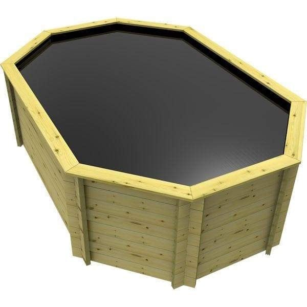 Gtc Black 12Ft 1419 Gallon Raised Wooden Stretched Octagonal Koi Pond, 44Mm Thick, 1099Mm High