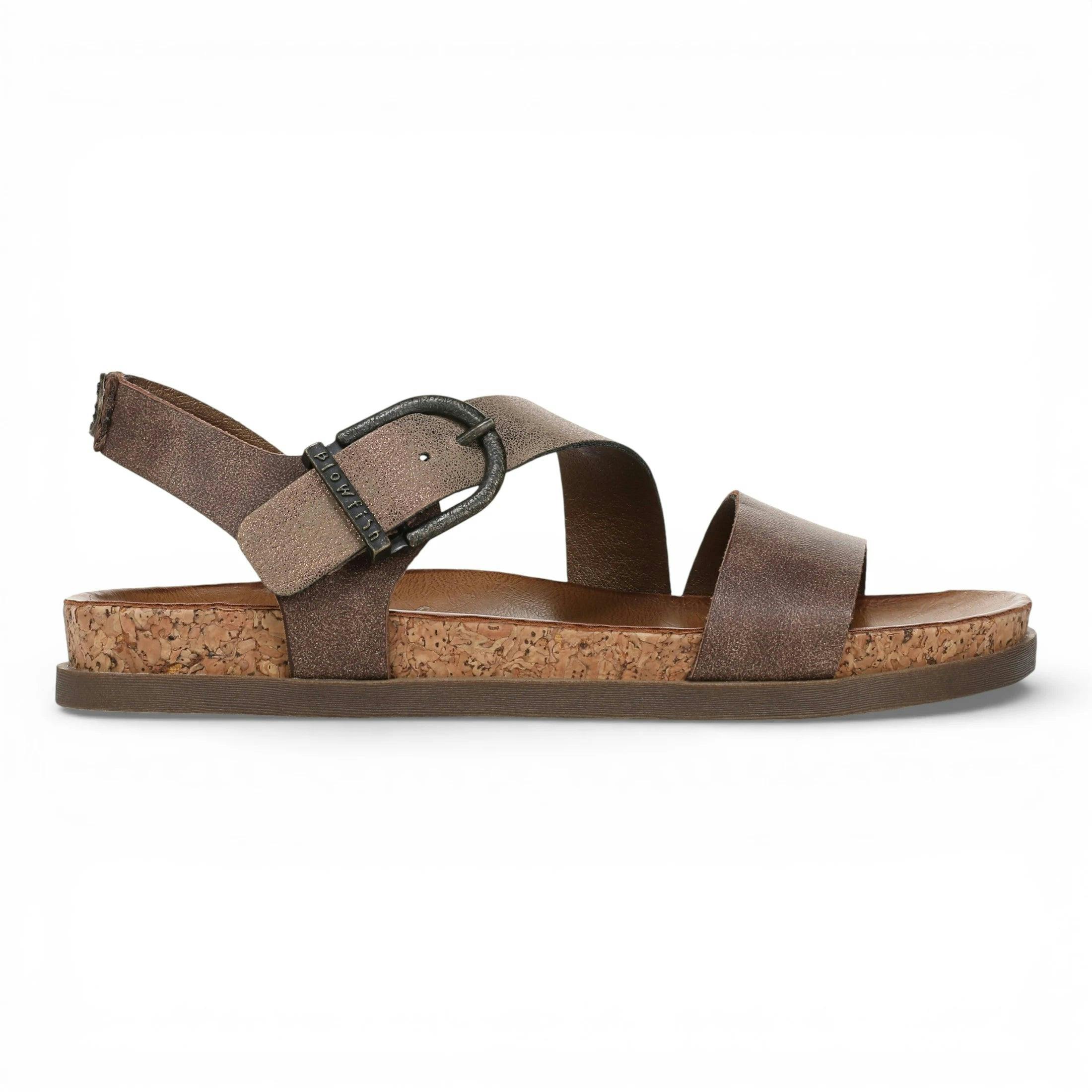 Blowfish Malibu Women's Brown/Silver Lance - Footbed Strappy Flat Sandals - Uk 3