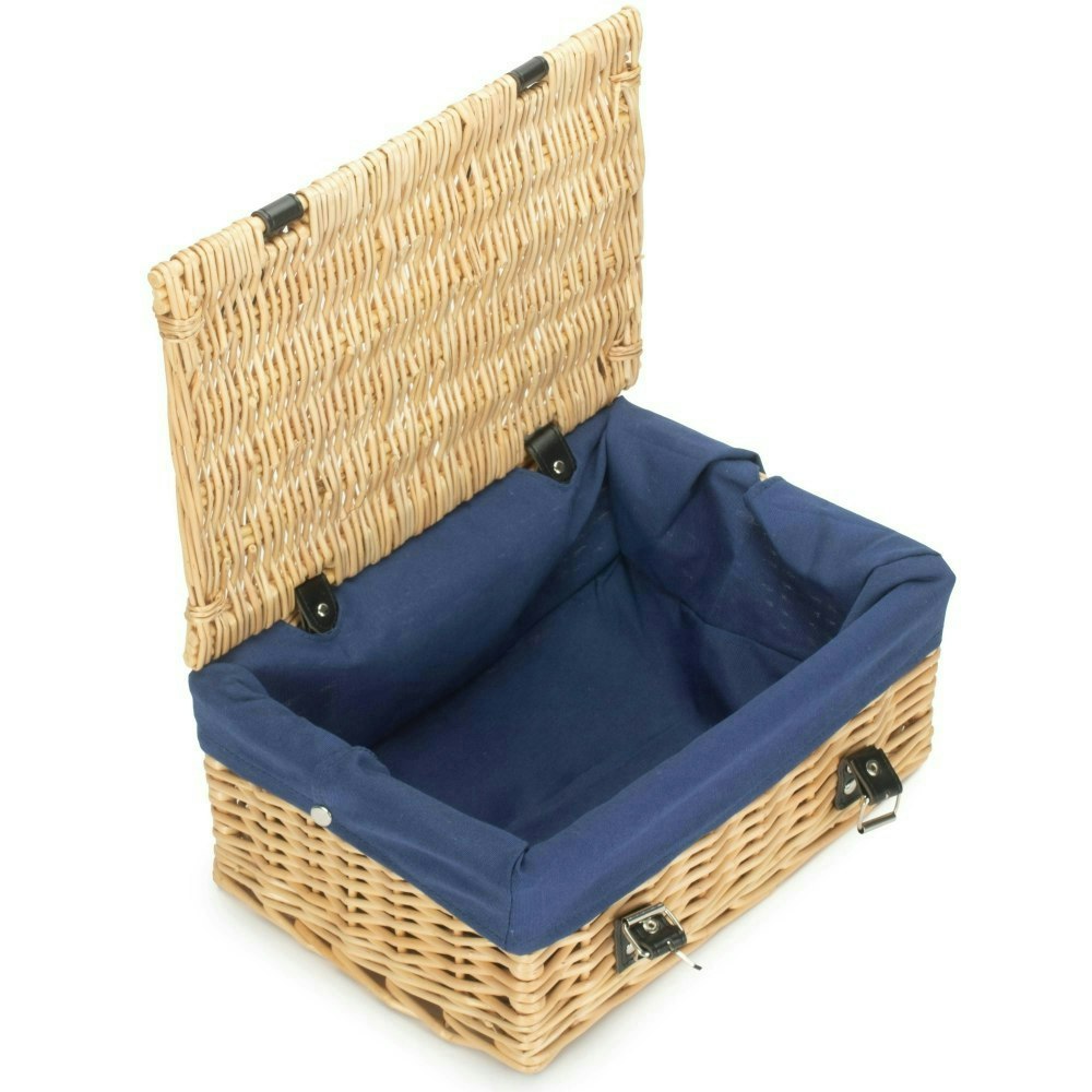Red Hamper 36Cm Buff Wicker Empty Picnic Basket - Navy