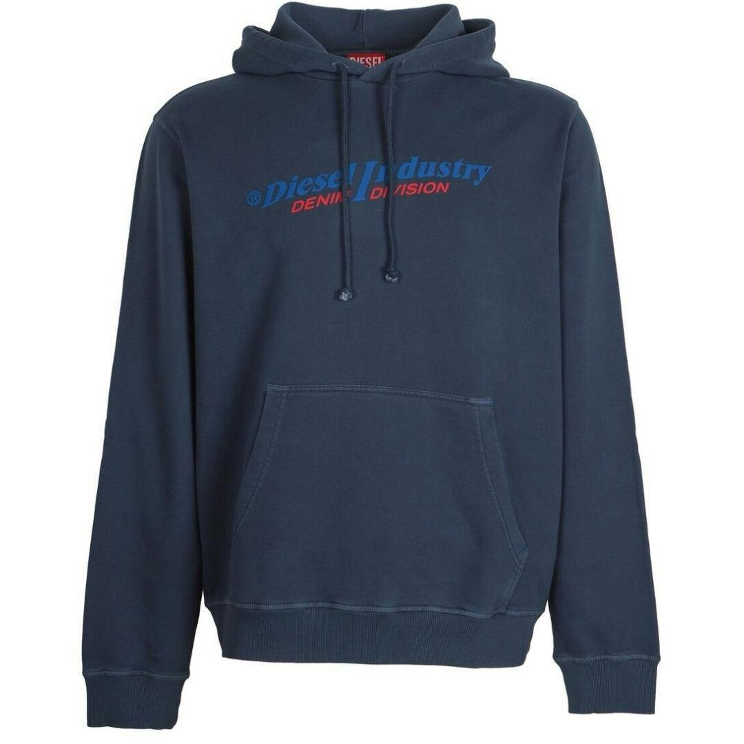 Diesel Men's Blue Industry Denim Division Hoodie - Navy - Navy - Xs - 100% Cotton
