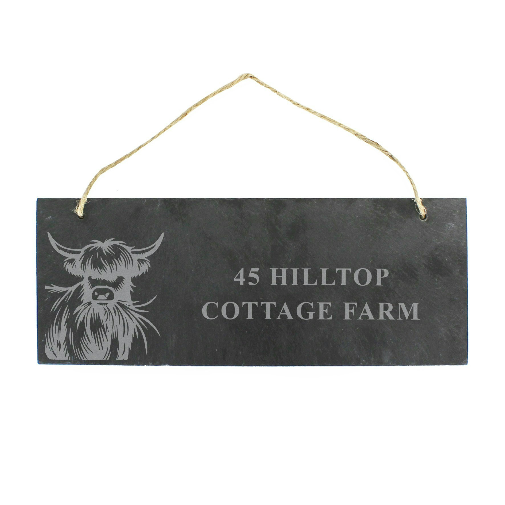 Rackhams Personalised Highland Cow Slate Sign
