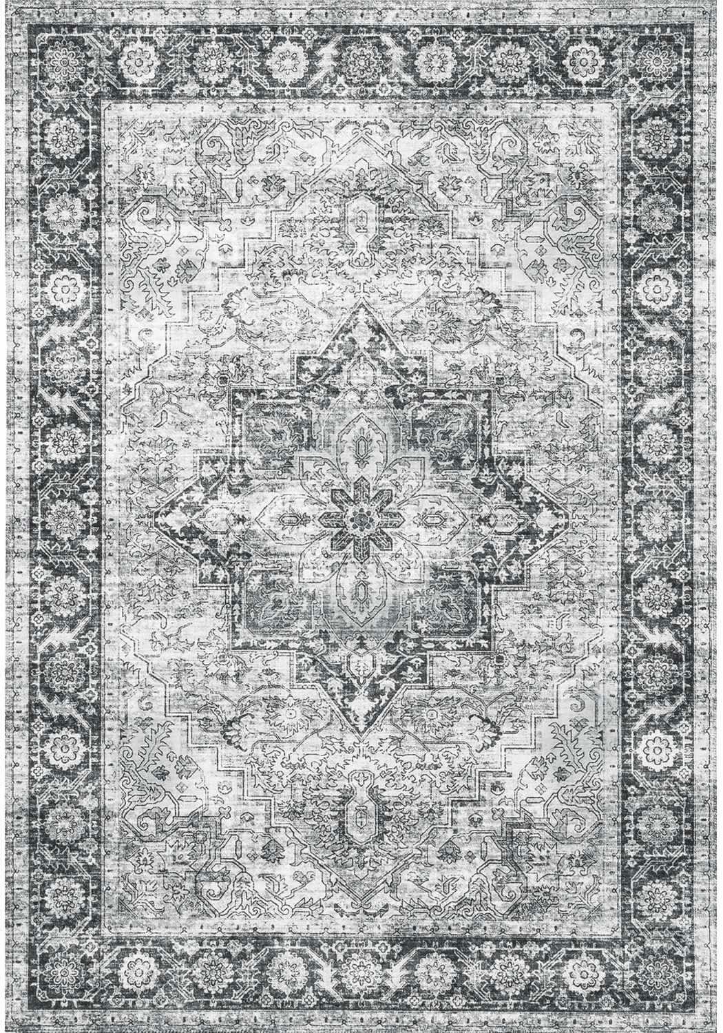 The Rugs Grey Washable Persian Azar Classic Rug - 160X230 Cm