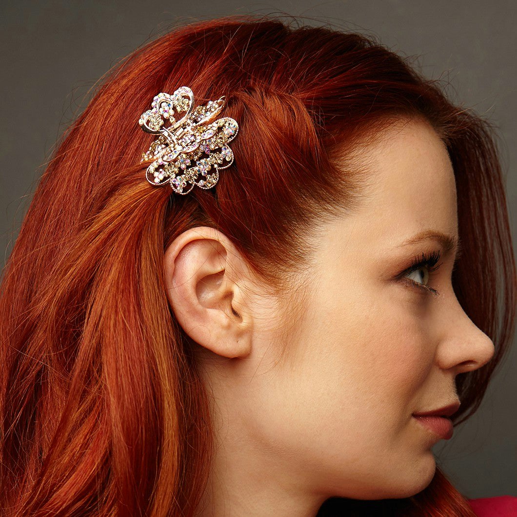 Queenmee Accessories Gold Rose Hair Clip Claw