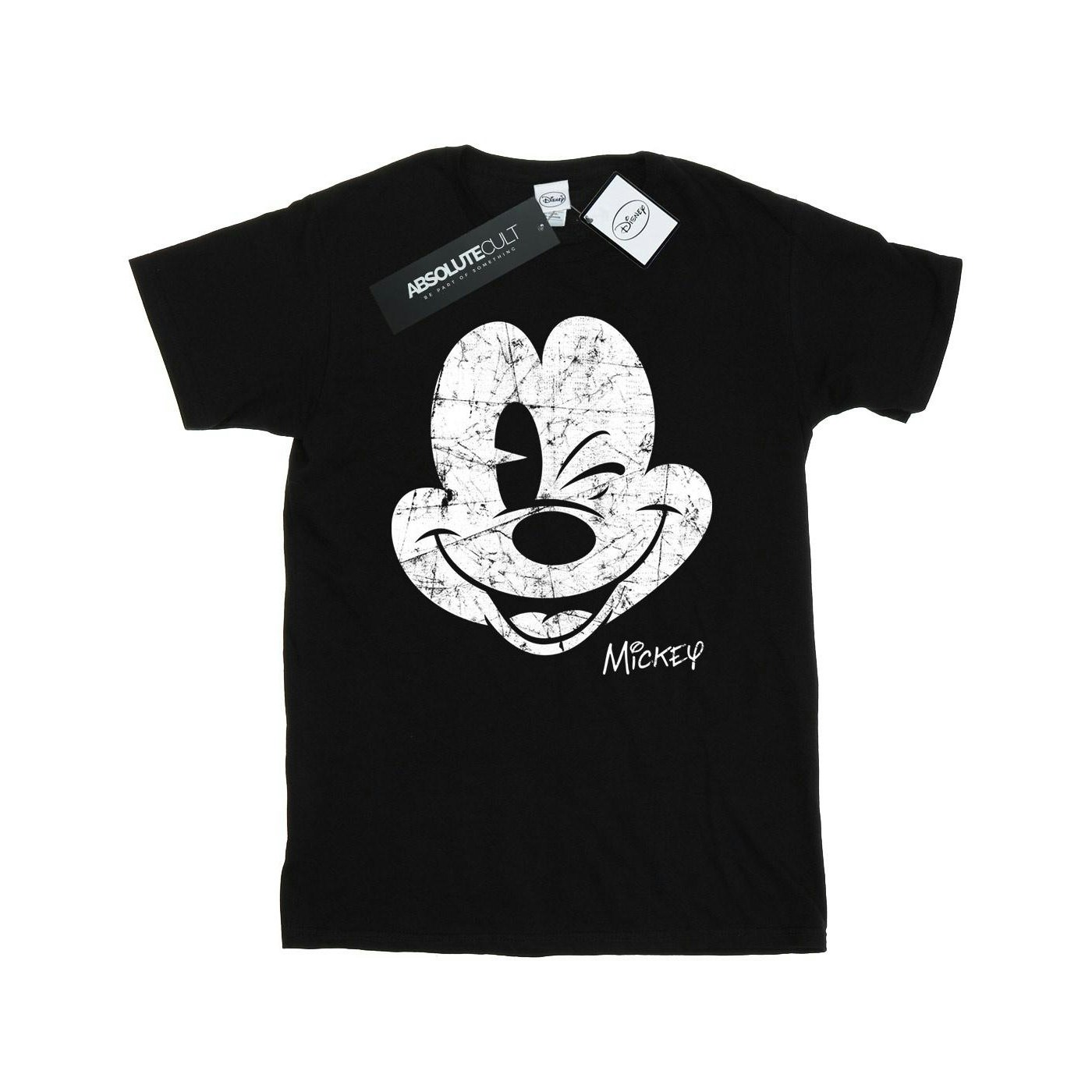 Disney Men's Black Mickey Mouse Distressed Face T-Shirt - Xxl