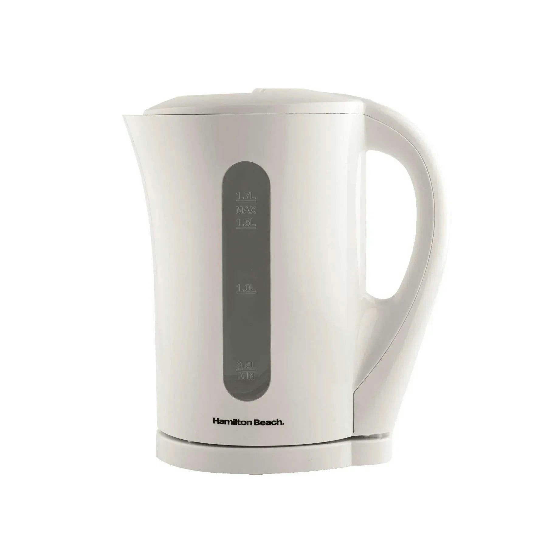 Hamilton Beach Electric Kettle, Essentials, Plastic,1.7L, Boil Dry Protection, Detachable Filter, Ergonomic Design, Pull Lid, Makes 7 Cups, Auto Shut Off, Water Level Window - HB1107W, White - Image 5