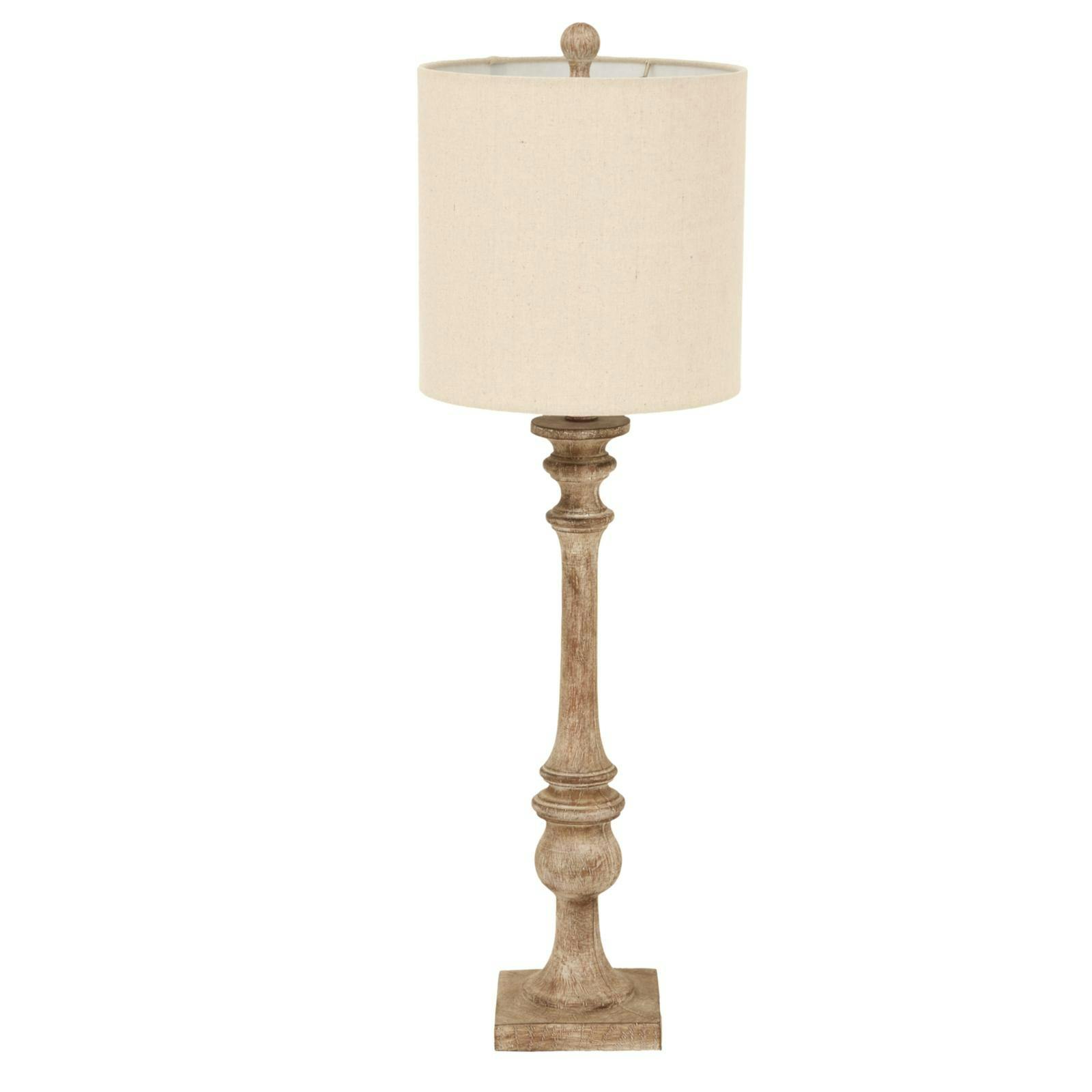 Hill Interiors Brown Pallido Candlestick Linen Table Lamp - 81Cm X 25Cm X 25Cm - 100% Mixed