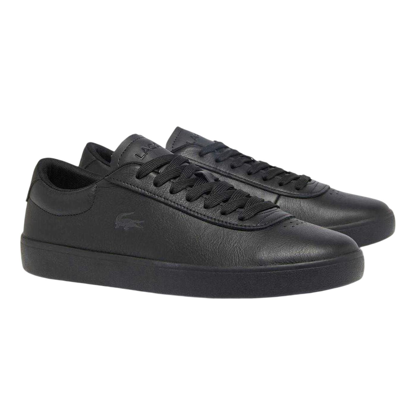 Lacoste Men's Black Baseshot Leather Flat Trainers - 8 Uk - 100% Mixed