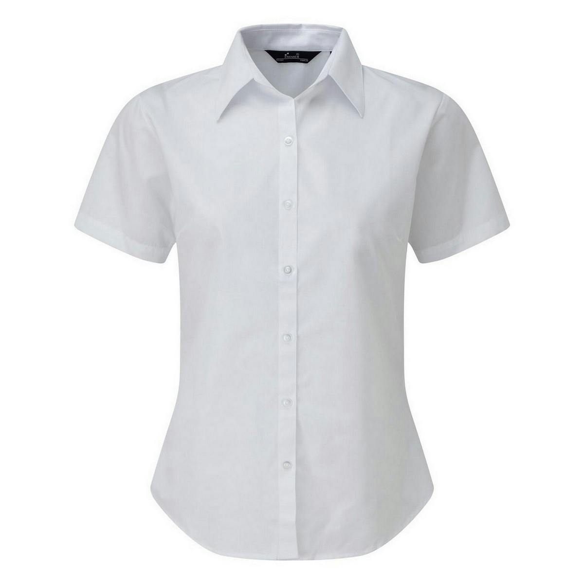 Joom Premier Women's White Short Sleeve Poplin Blouse / Plain Work Shirt Cm - Image 3