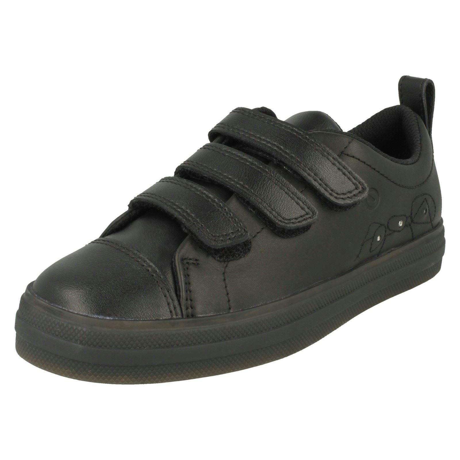 Clarks Boys Light/Black Ant Detailed Up School Shoes Flare Bright K - Leather - Uk 10 Child - G
