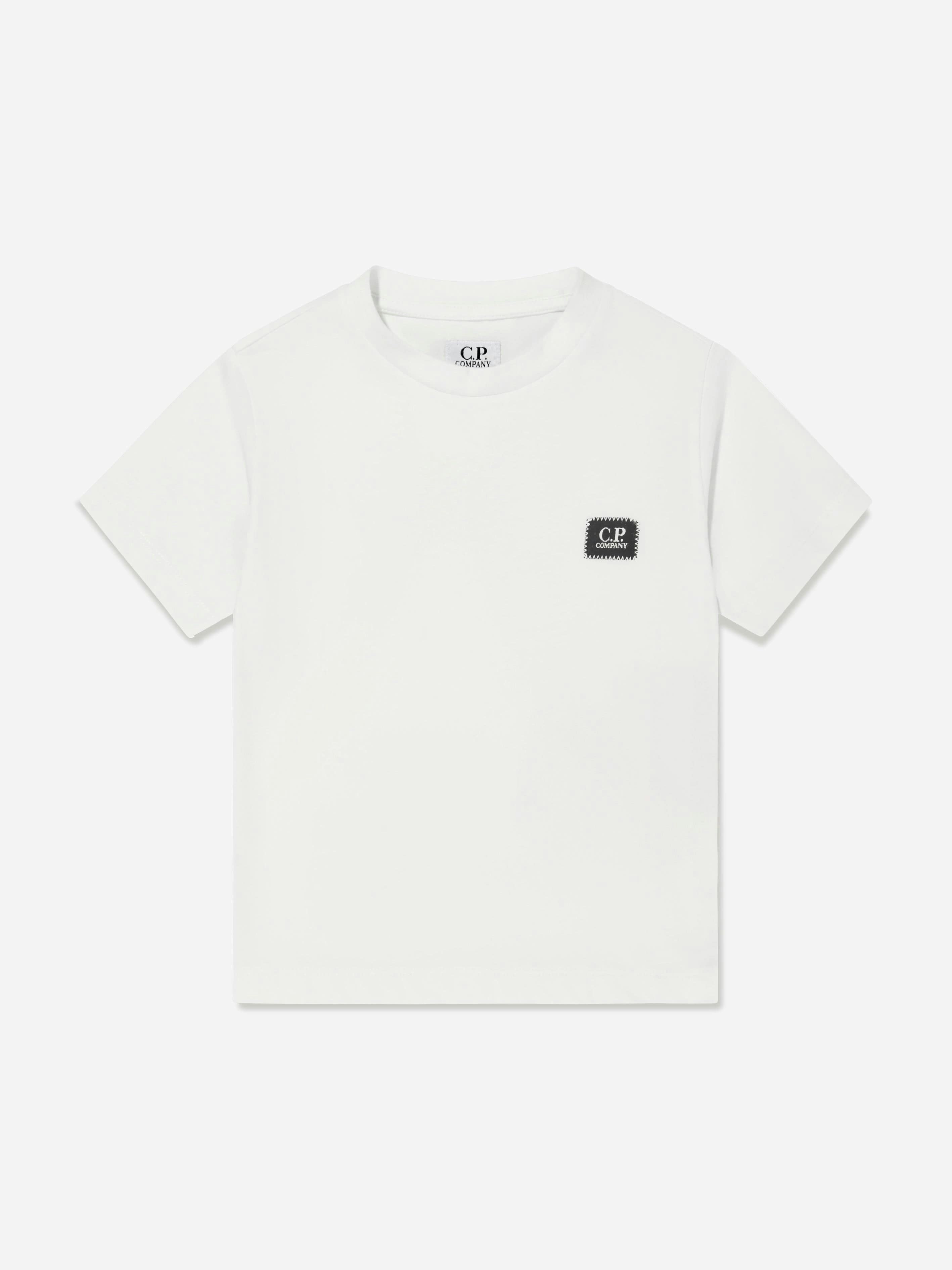 C.p. Company Boys Ivory Logo T-Shirt In - 4 Yrs