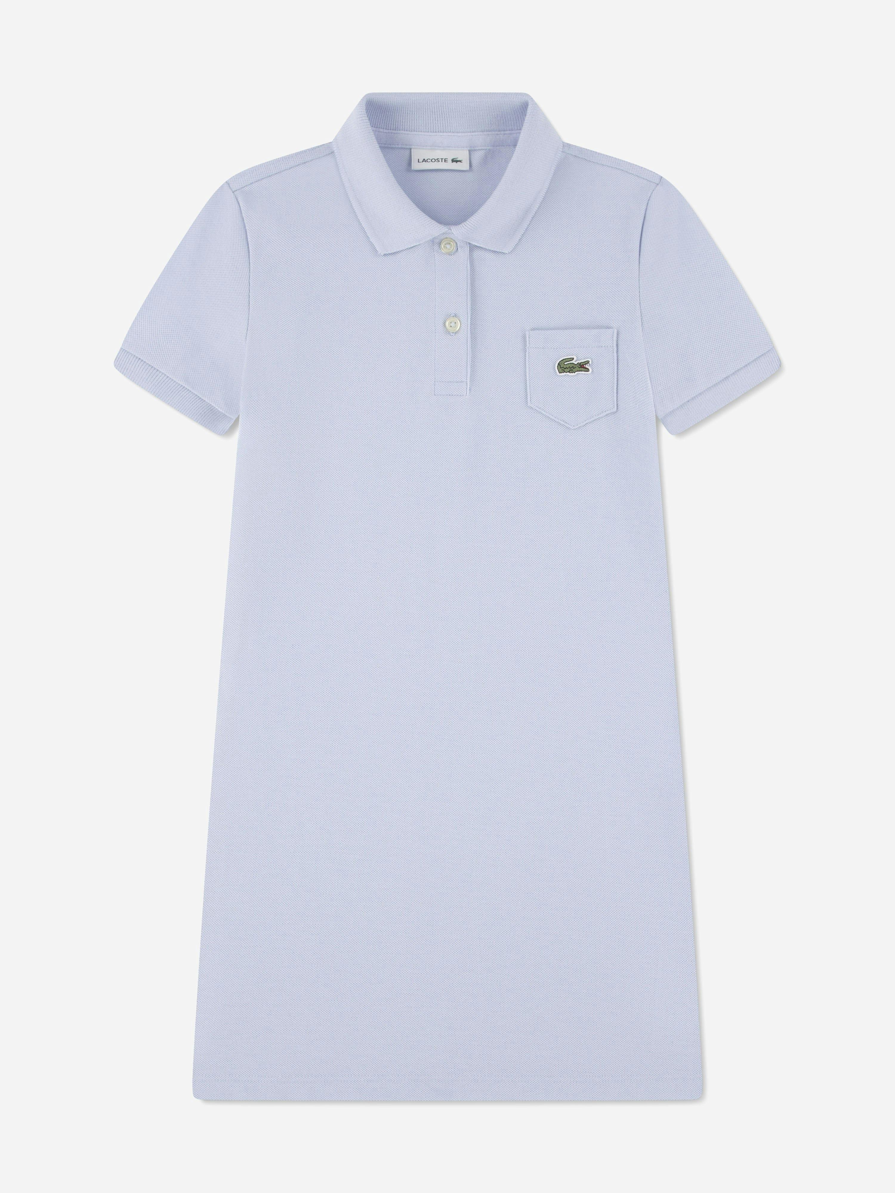 Lacoste Kids Girls Blue Lacoste Pique Polo Dress In - 5 Yrs