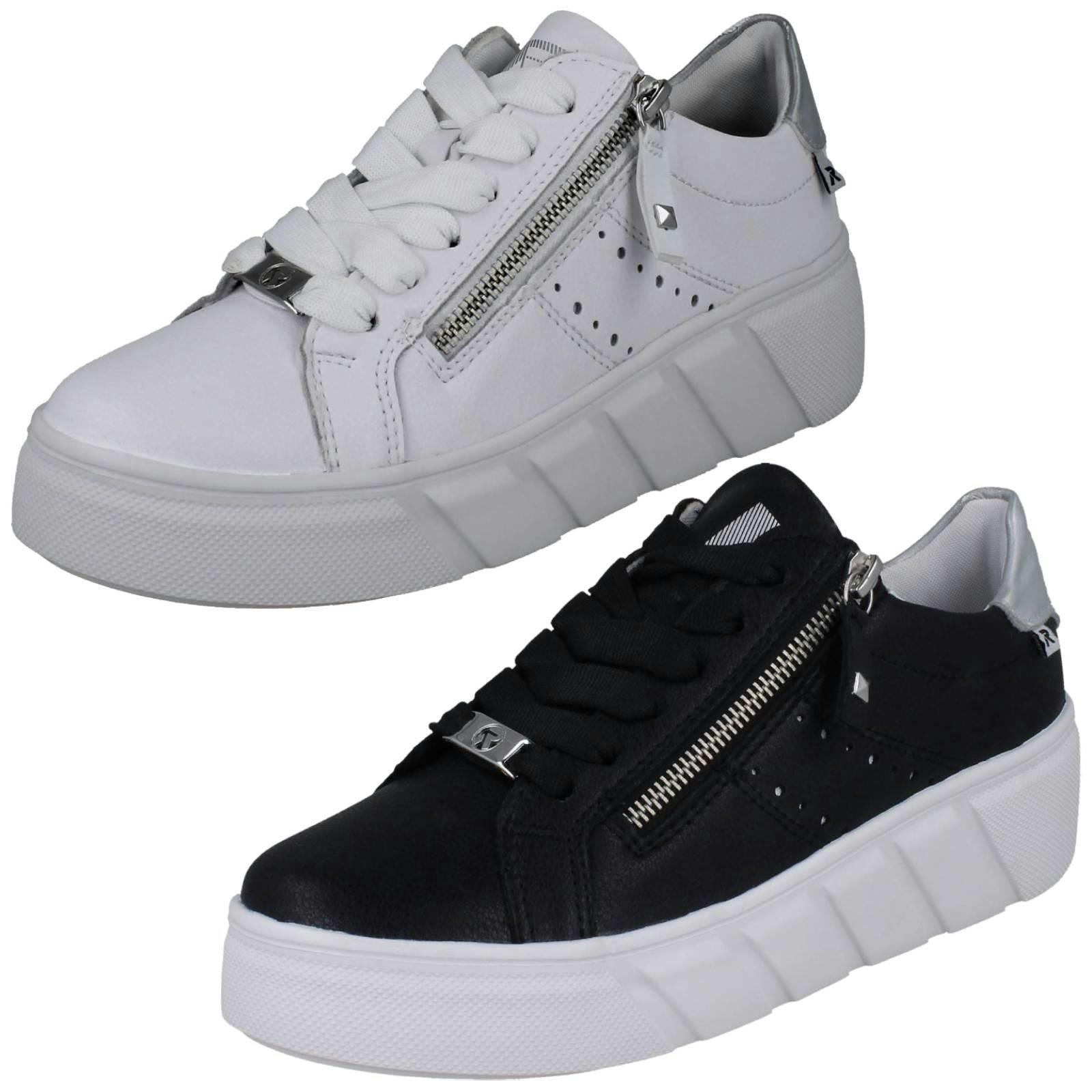 Rieker Women's Blue Sport Punched Detail Wedge Trainers W2605 - Uk 8