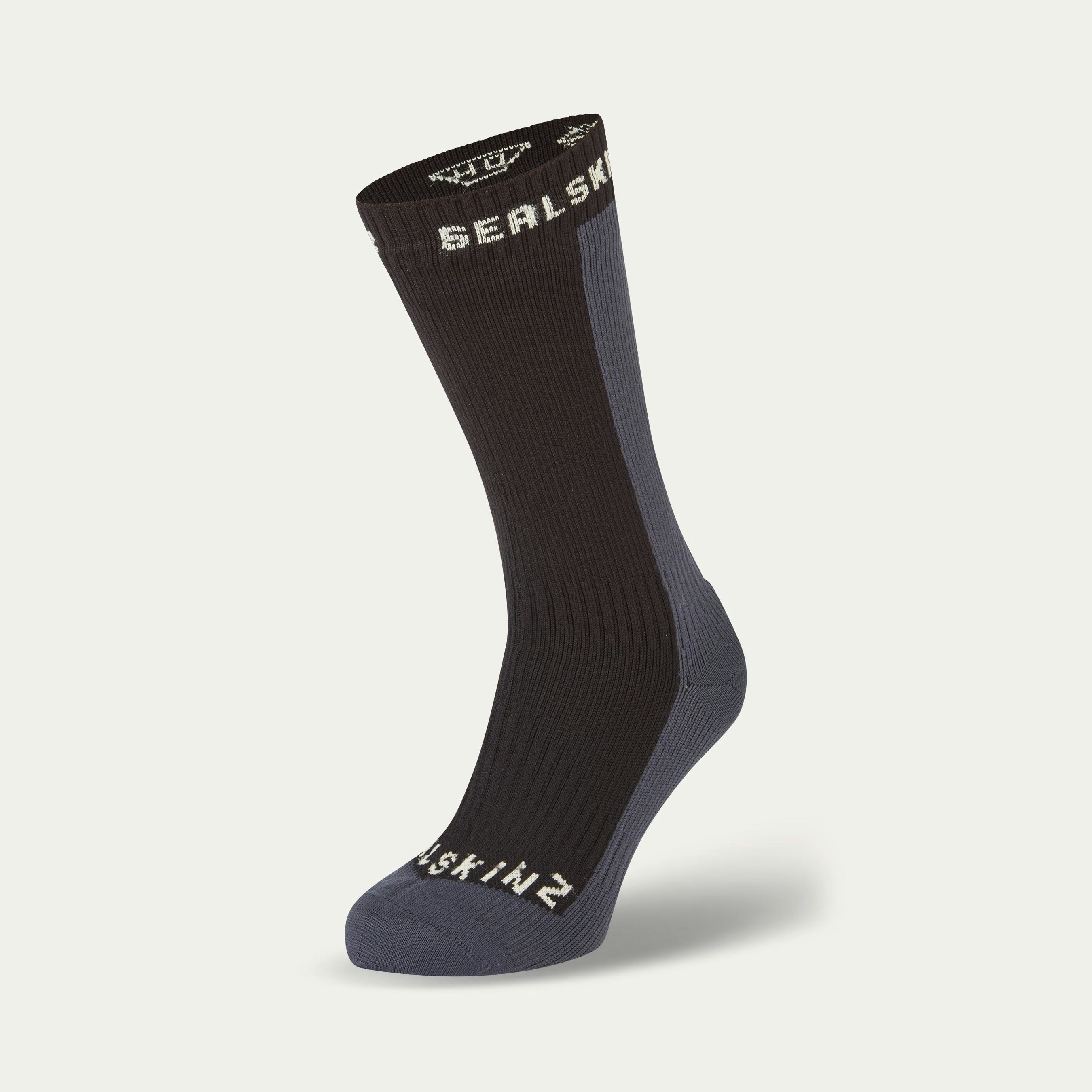 Sealskinz Black Starston Waterproof Cold Weather Mid Length Sock - L