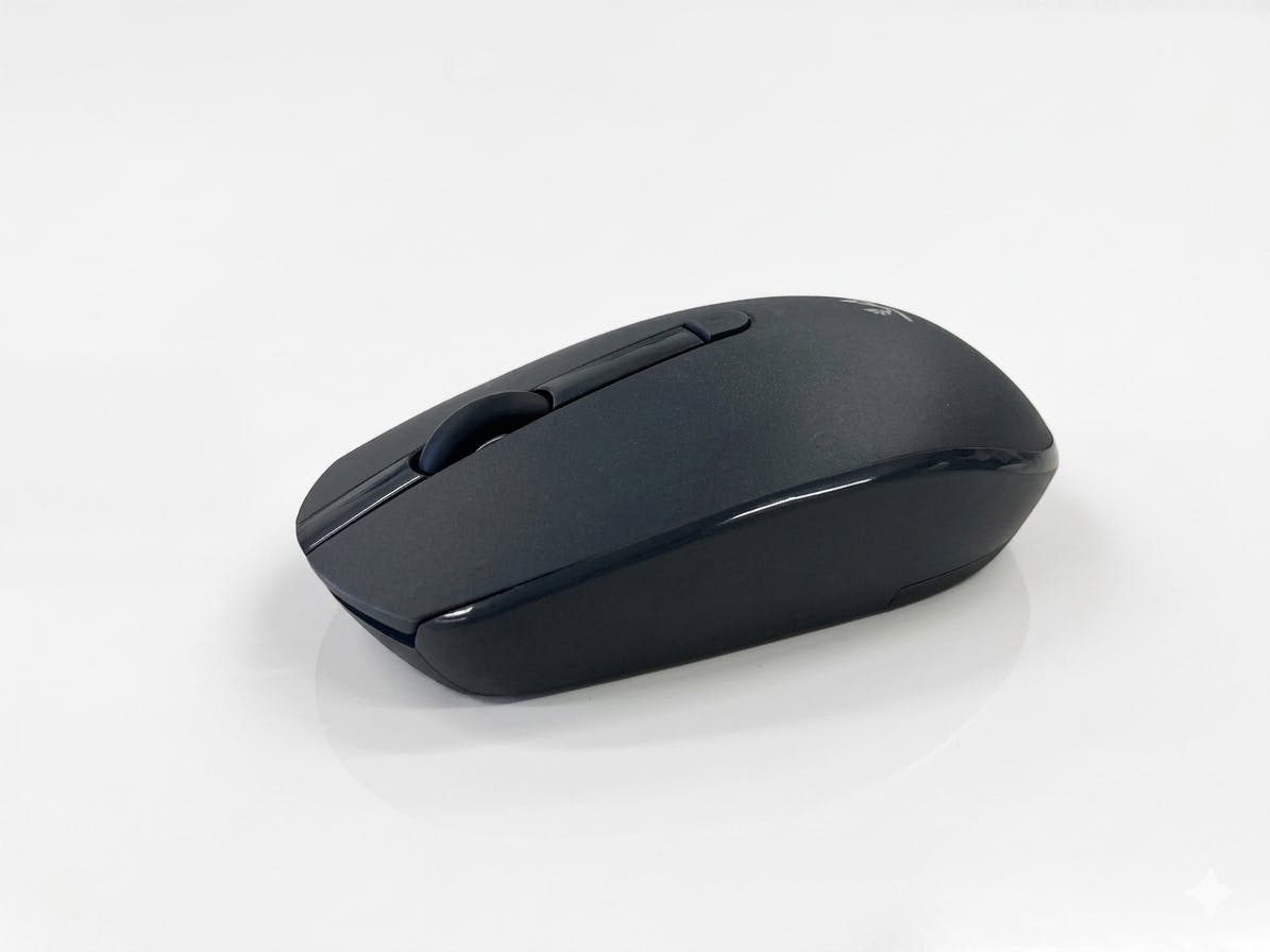 Accuratus Black Bio M100 Multidevice Wireless Mouse - Multidevice Dual Bluetooth 5.1 & Rf 2.4Ghz Full Size Biodegradable Plant Based Resin Mouse - Charcoal