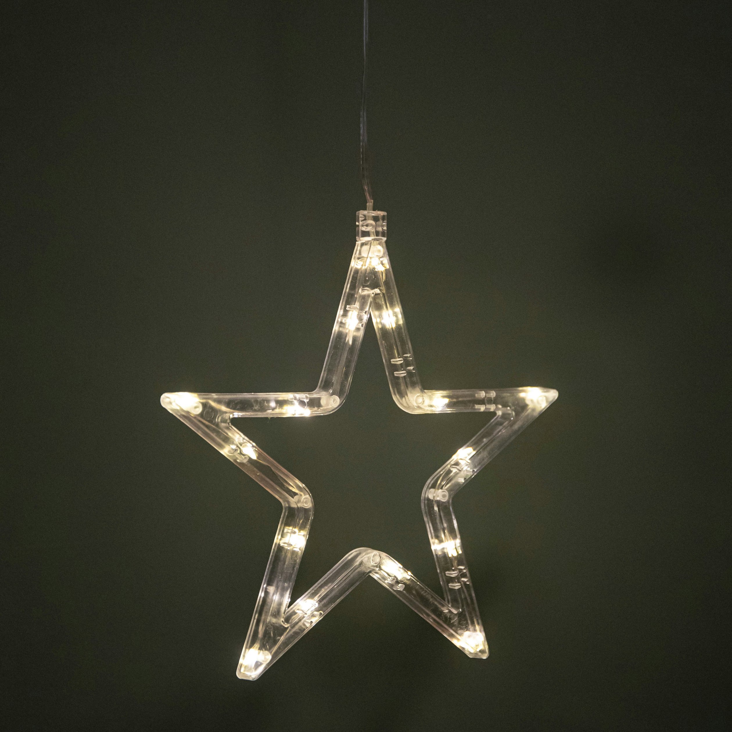 Rackhams Light/White 20Cm Battery Operated Up Christmas Star Window Decoration With Warm Leds