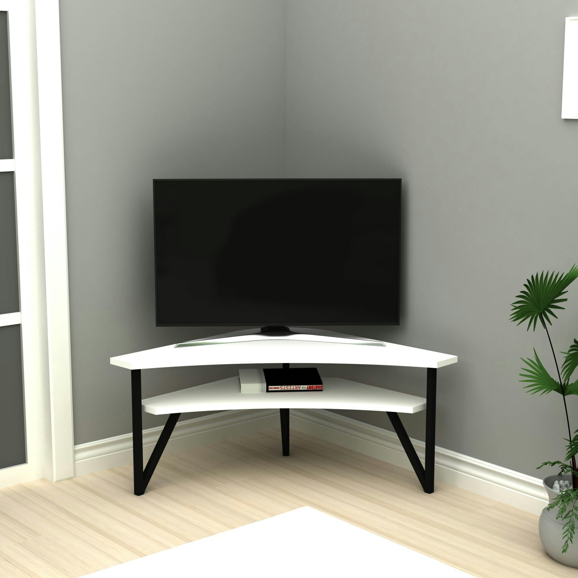 Rackhams White Corner Tv Stand Entertainment Center Lotte