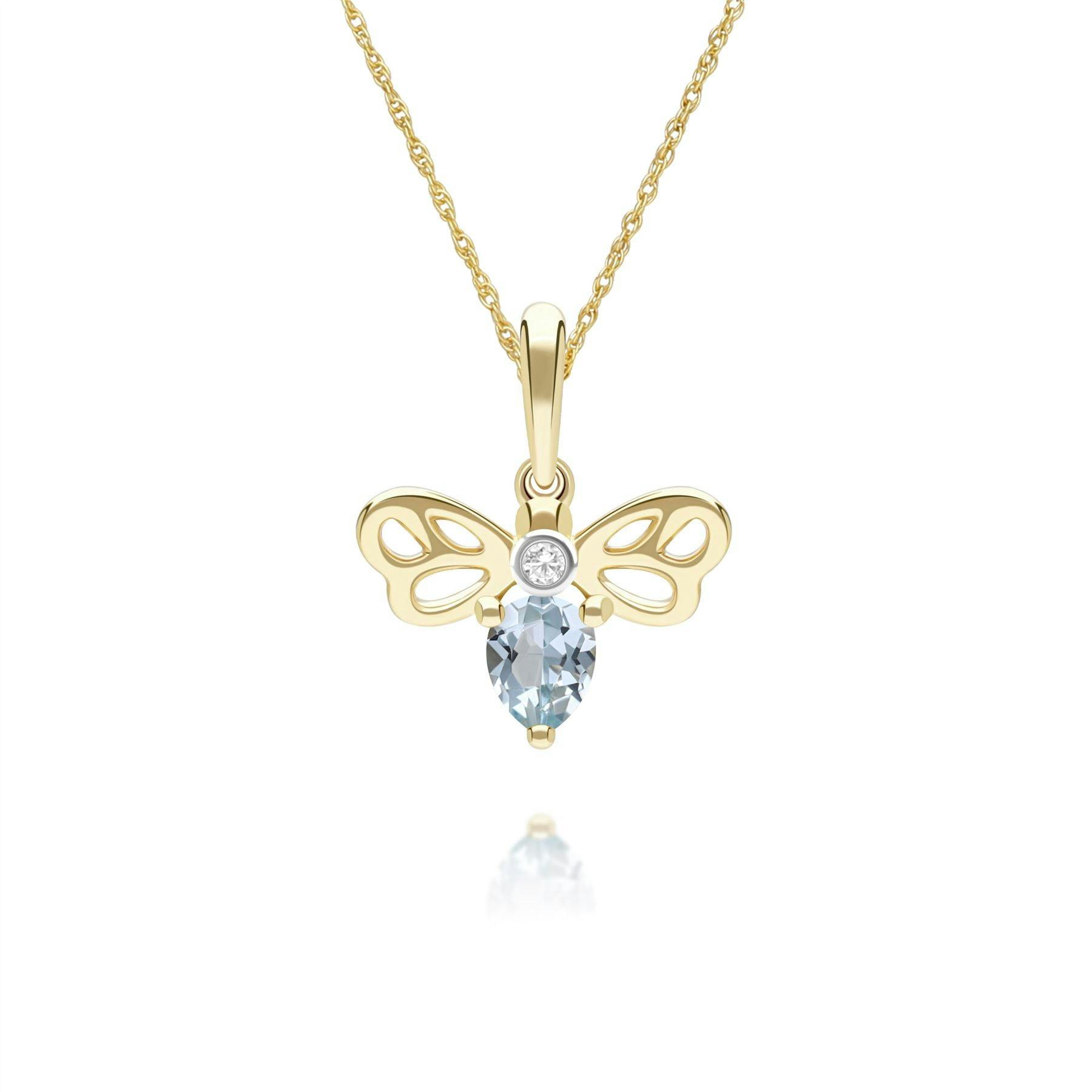 Gemondo Yellow/Gold Honeycomb Art Nouveau Pear Shape Topaz And Diamond Bee Pendant Necklace In 9Ct