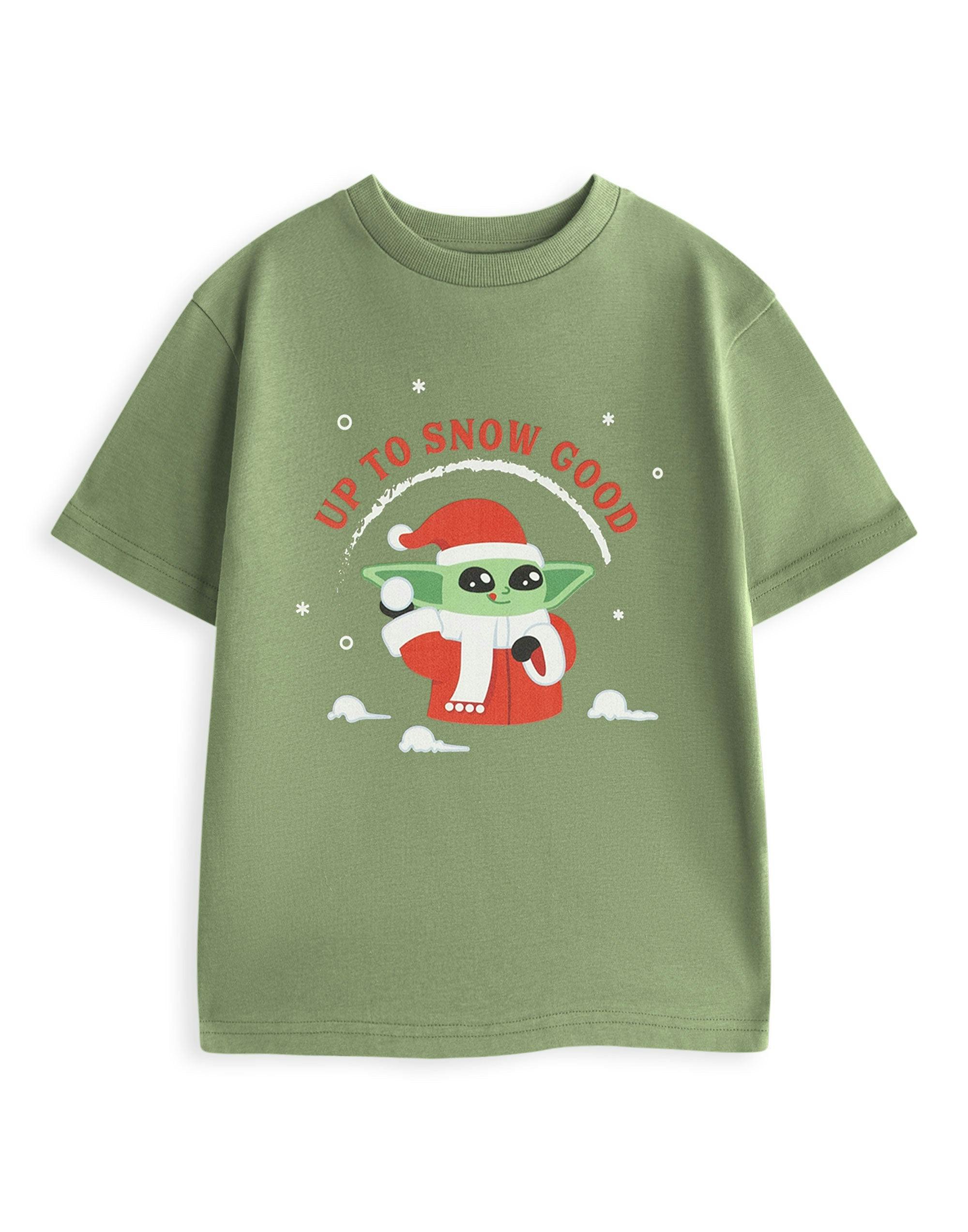 Vanilla Underground Unisex Kids Green Star Wars The Mandalorian Up To Snow Good Short Sleeved T-Shirt - 9-10 Years