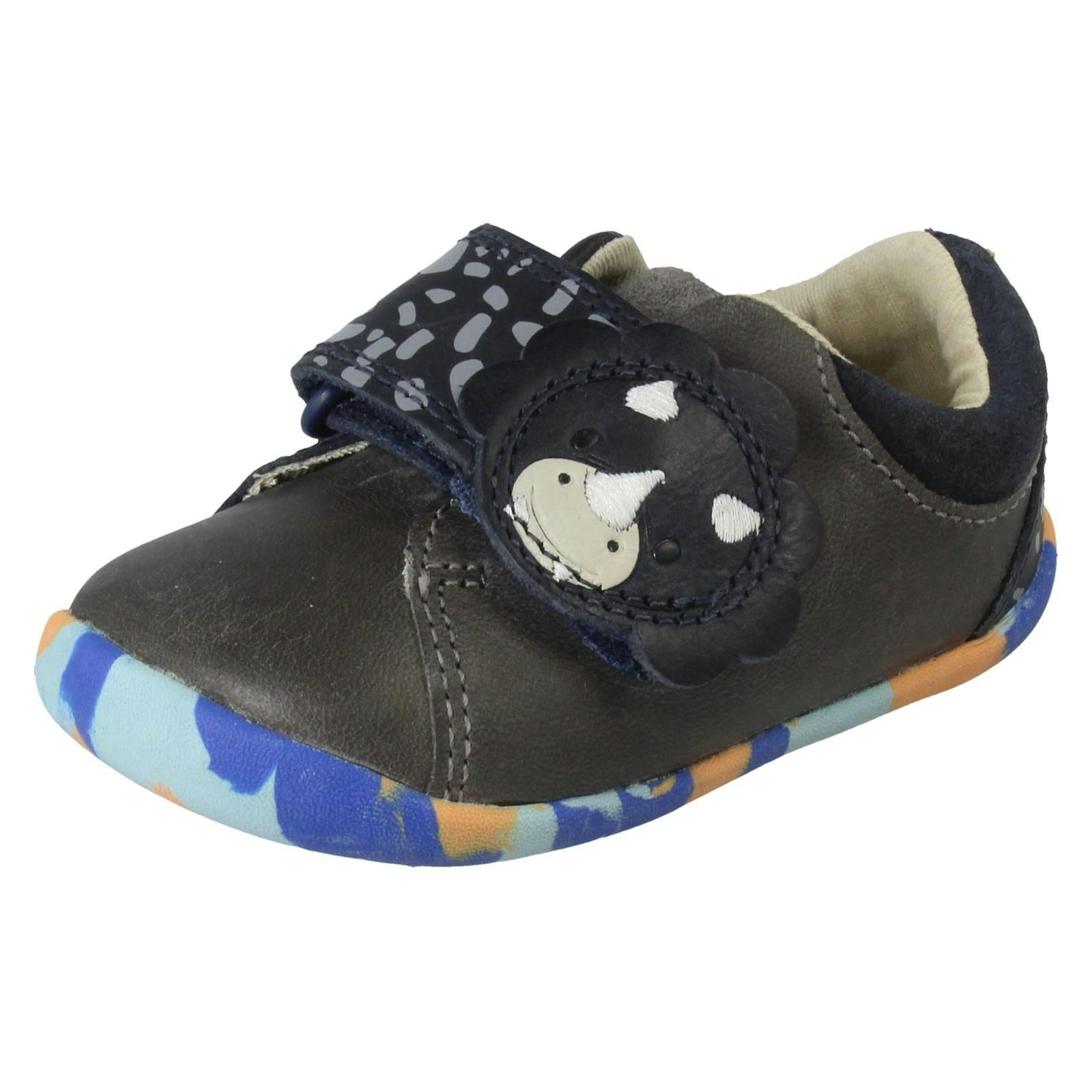 Clarks Boys Grey/Blue Casual First Shoes Roamer Tri T - Uk 5.5 Infant - G
