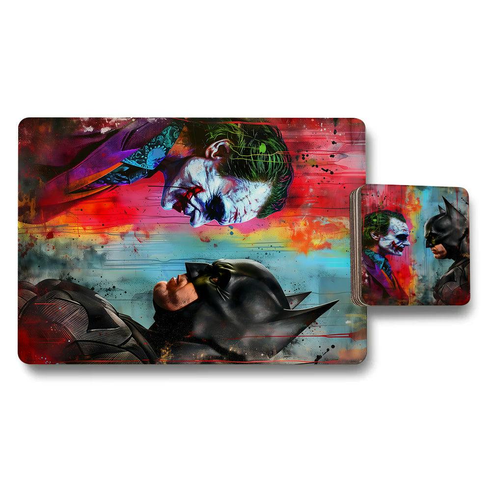 Benjamin Tate Design Designer Artwork Placemats And Coasters Set With Wood Backing Batman Joker Art Collection Limited Edition