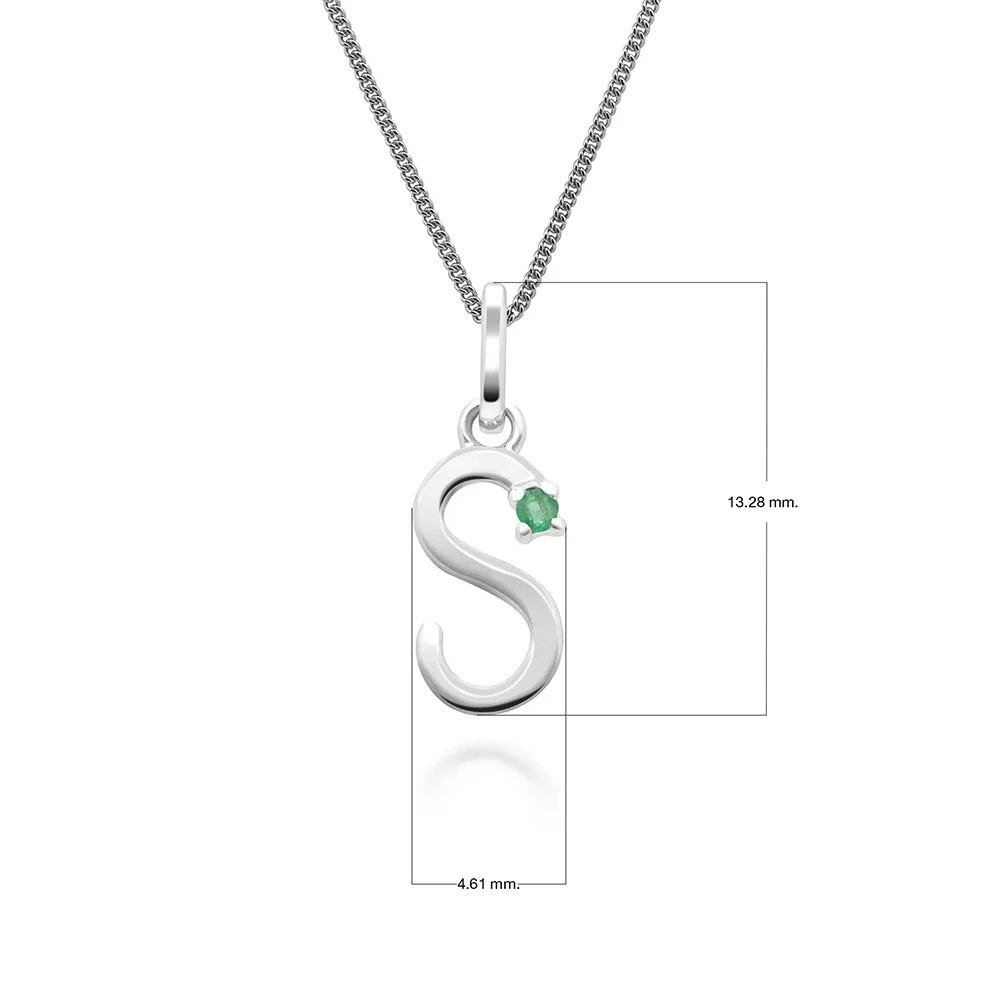 Gemondo White/Gold Initial Emerald Letter Charm Necklace In 9Ct - S