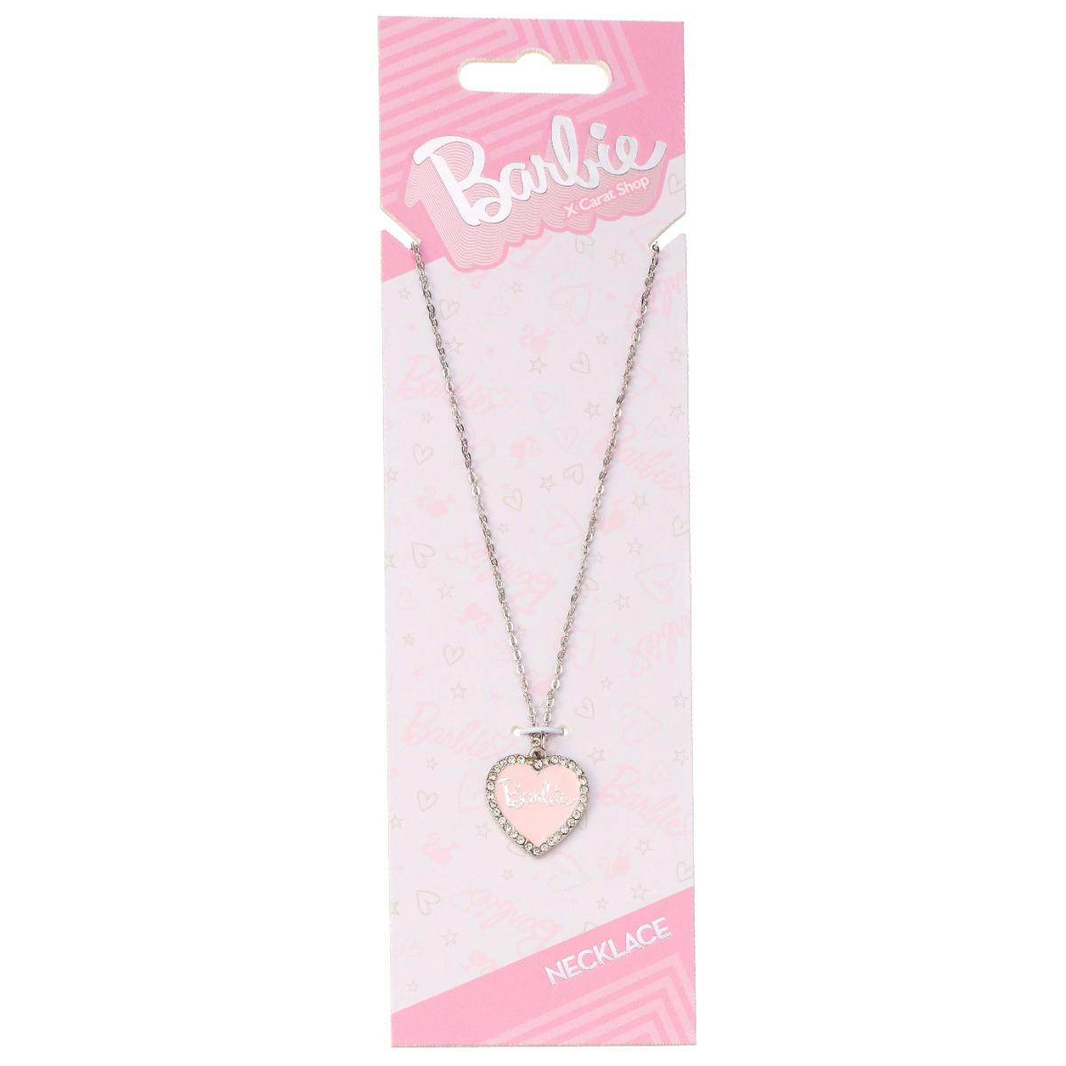 The Carat Shop Pink Barbie Enamel Heart Pendant Necklace With Crystal