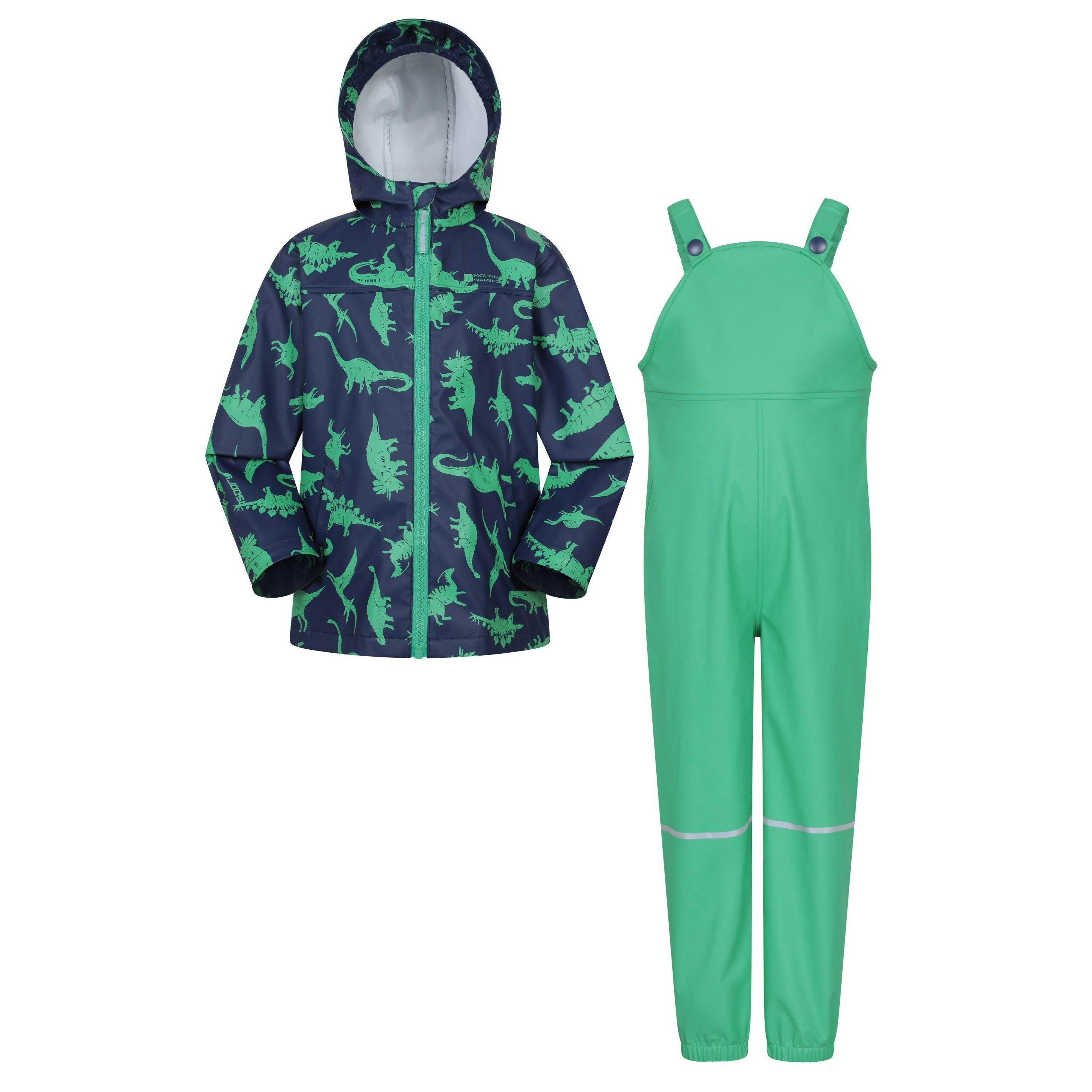 Mountain Warehouse Boys Blue Raindrop Dinosaur Waterproof Jacket And Trousers Set - 7-8 Years