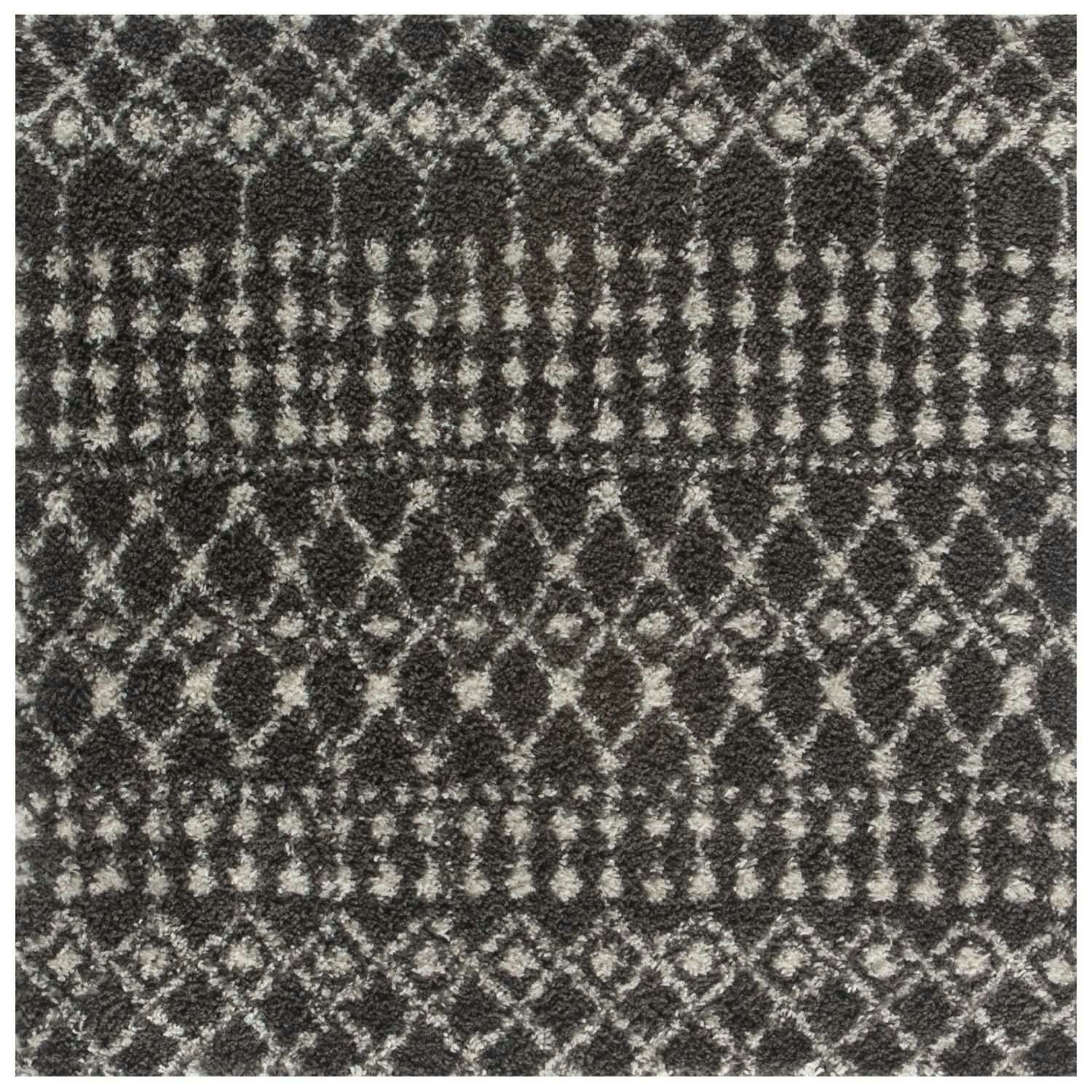Rackhams Dark/Grey Moroccan Shaggy Rug | 1040 - 120X120 Cm