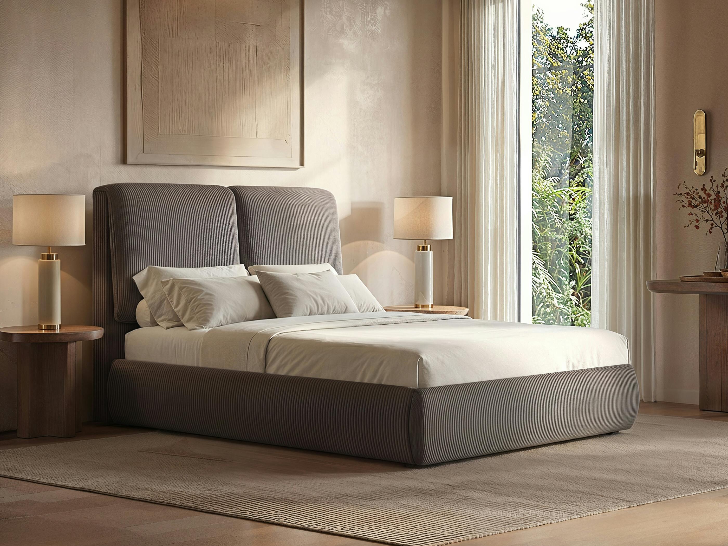 Solace+Co Lydia Upholstered Ottoman Storage Bed - Brown / King - Image 2