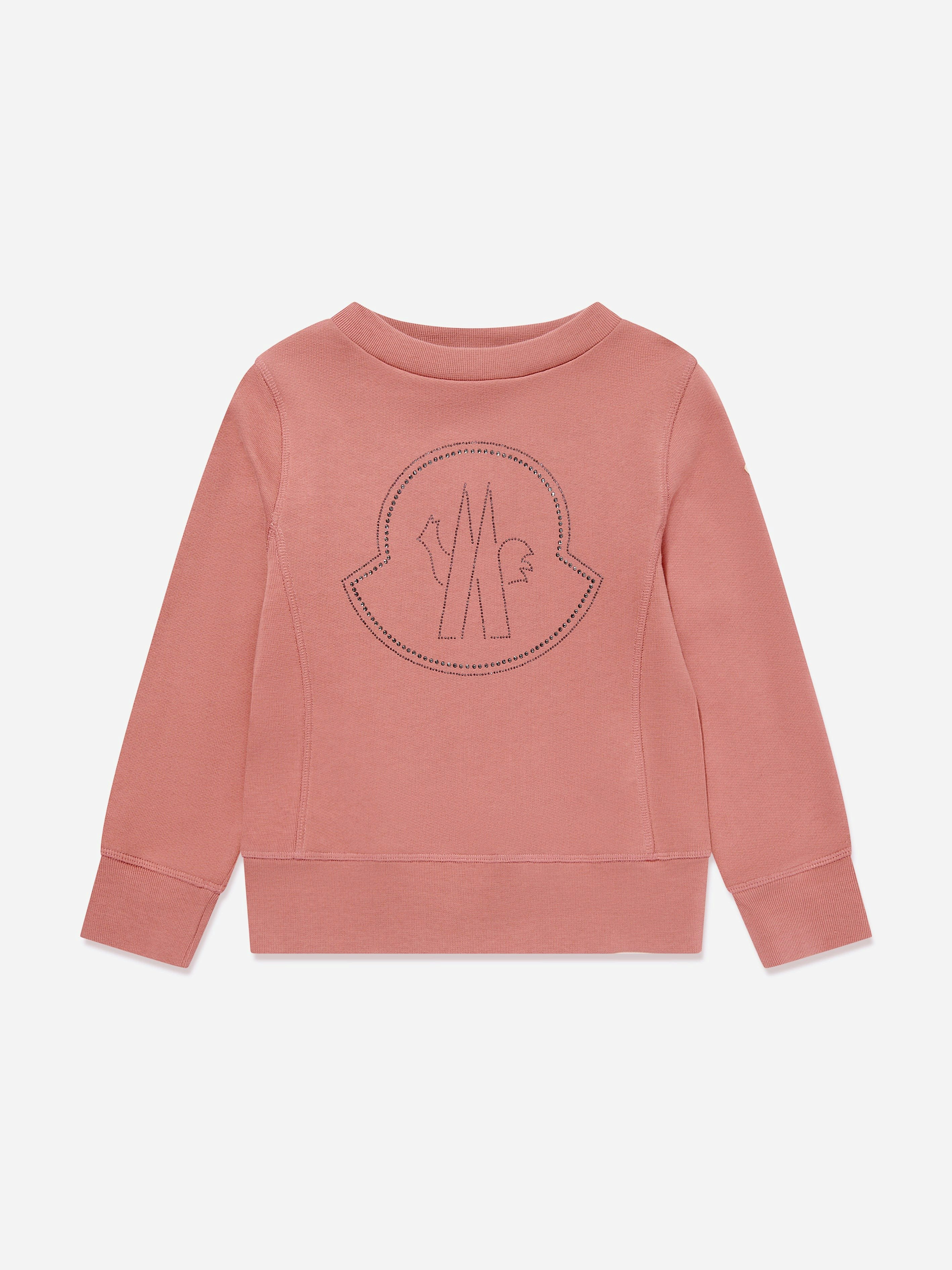 Moncler Enfant Girls Pink Logo Sweatshirt In - 12 Yrs