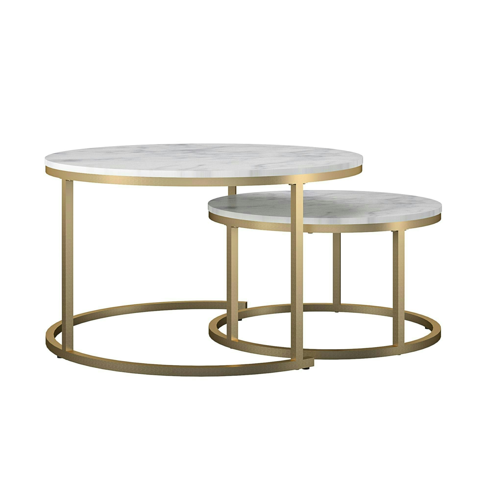 Rackhams White Amelia Nesting Coffee Tables Marble