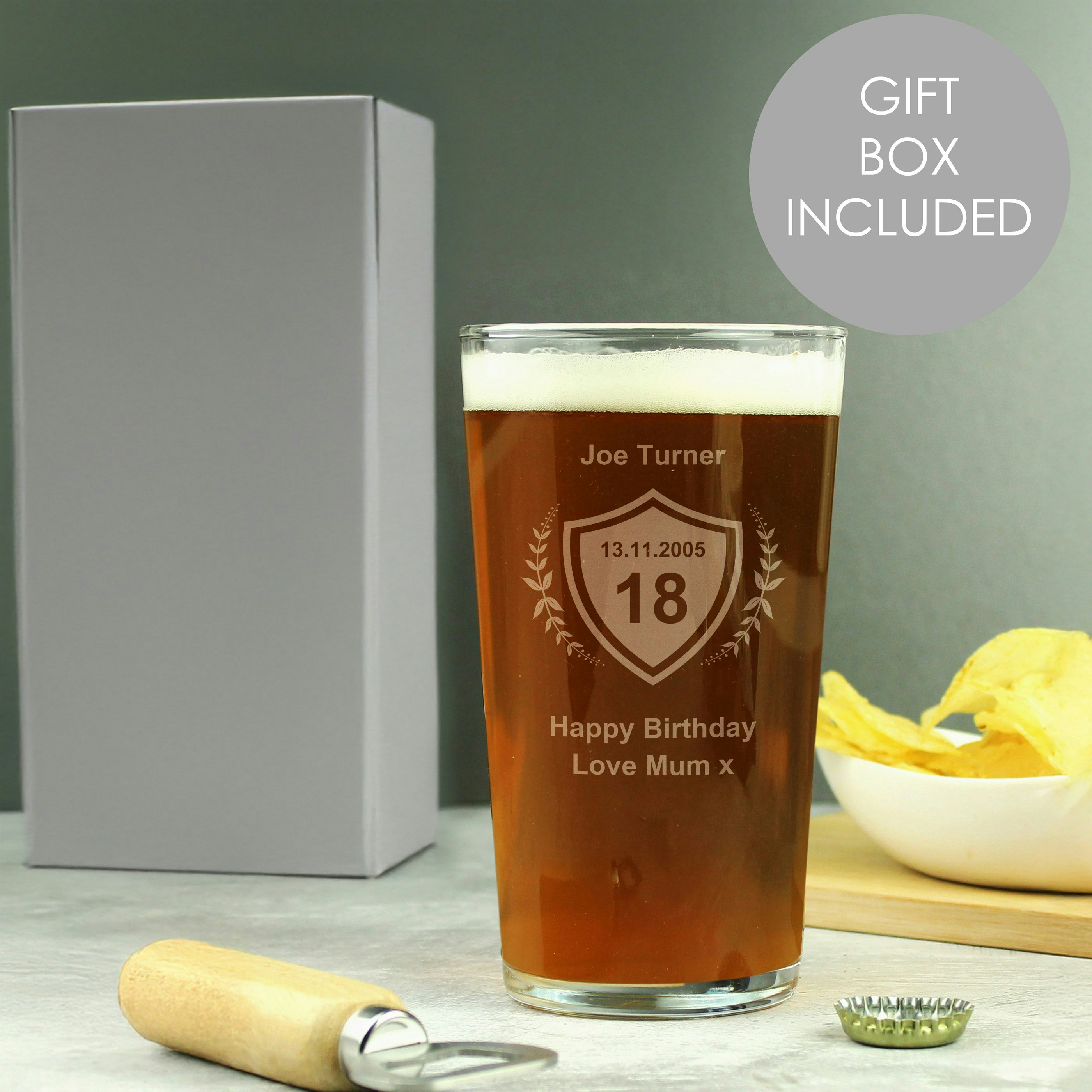 Personalised Memento Company Personalised Age Crest Pint Glass