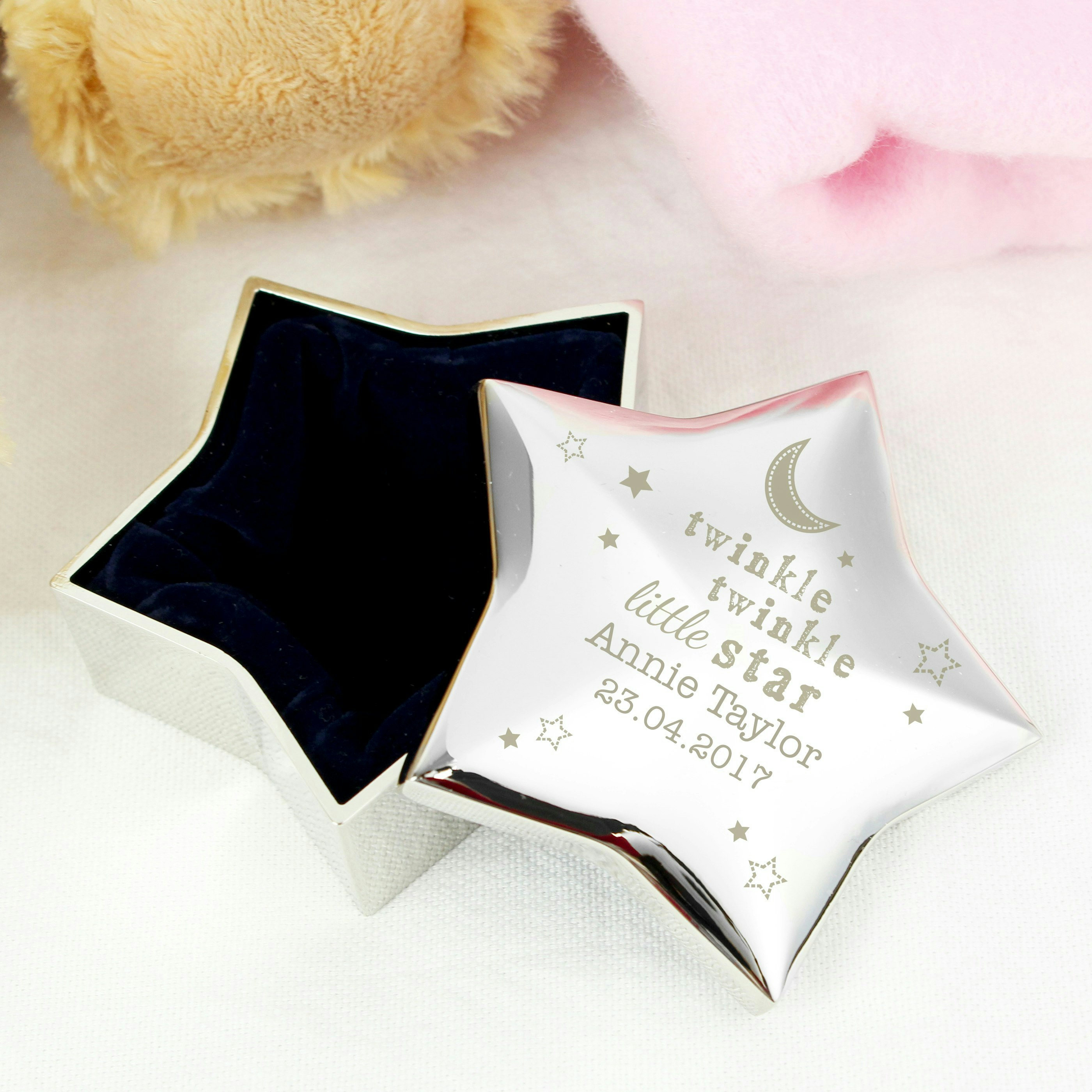 Personalised Memento Company Blue Personalised Twinkle Twinkle Star Trinket Box