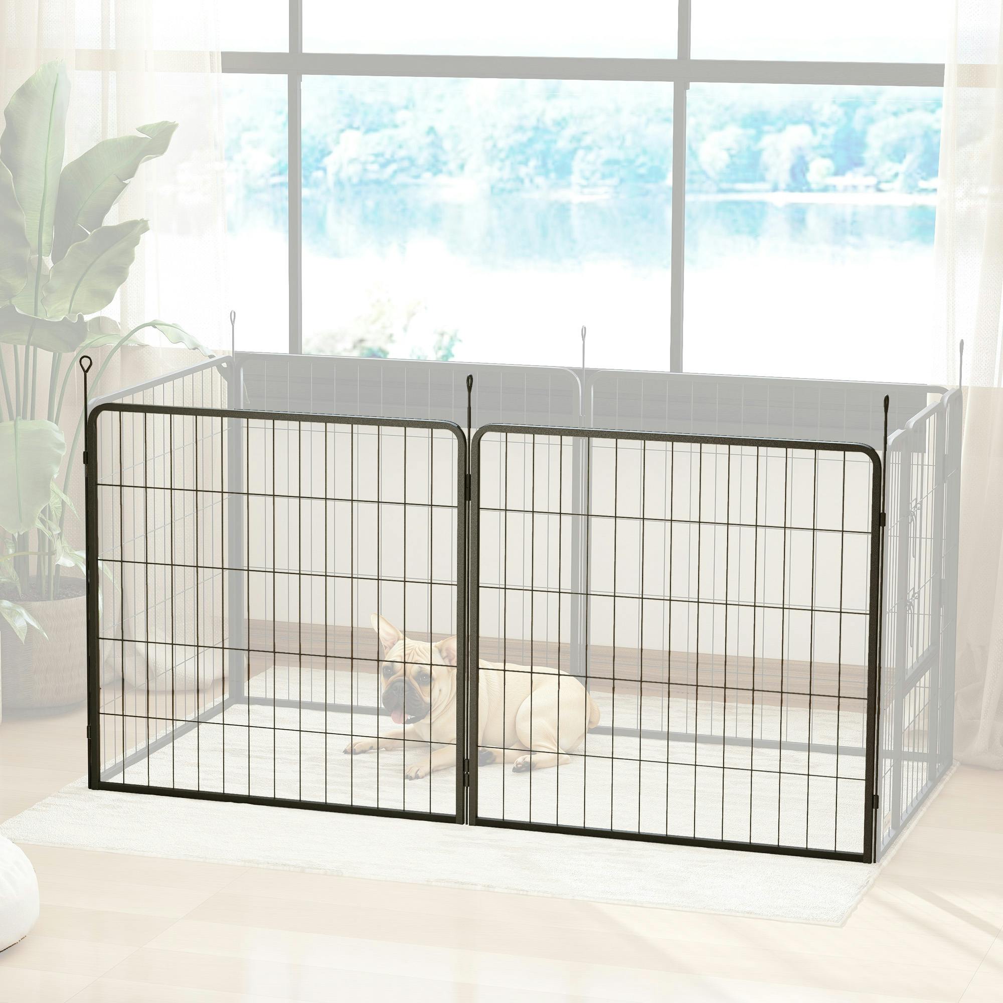 Pawhut 2 Piece Dog Pen Expansion Pack For 80Cm High Pet Playpen For S M Dogs