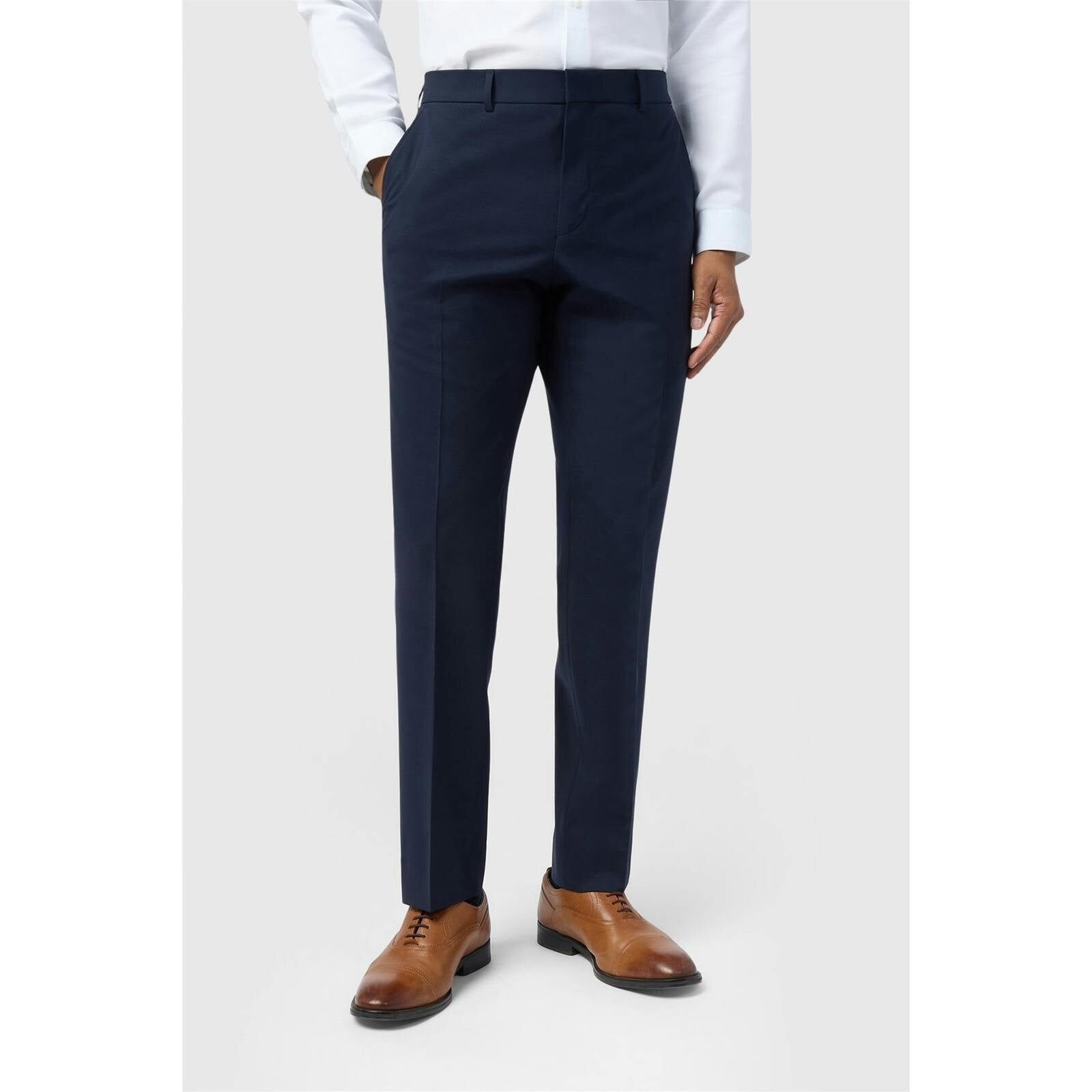 Ted Baker Slim Fit Performance Navy Panama Trousers - 46/Short - Navy