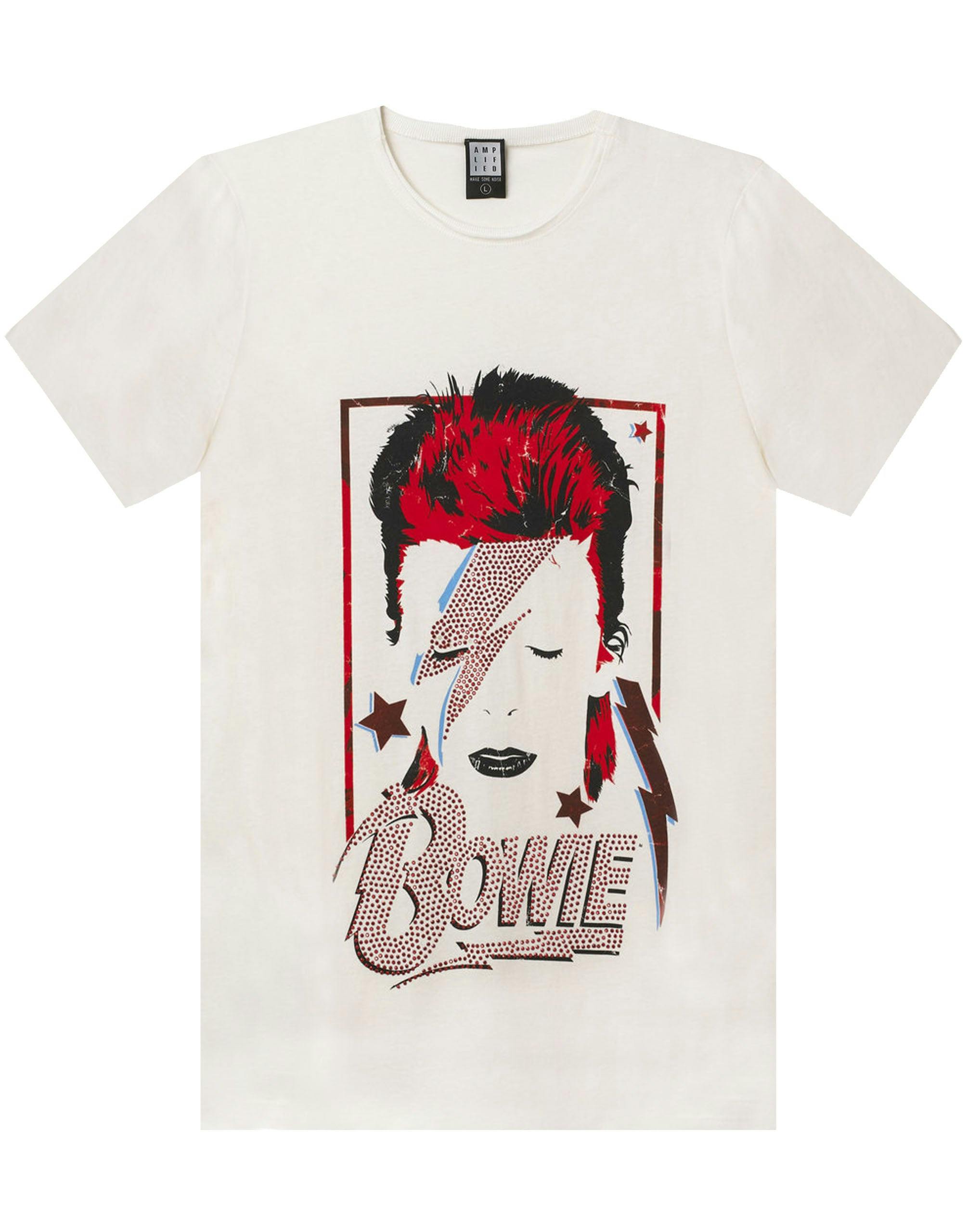 Vanilla Underground Men's White Amplified Clothing David Bowie Short Sleeved T-Shirt - Large