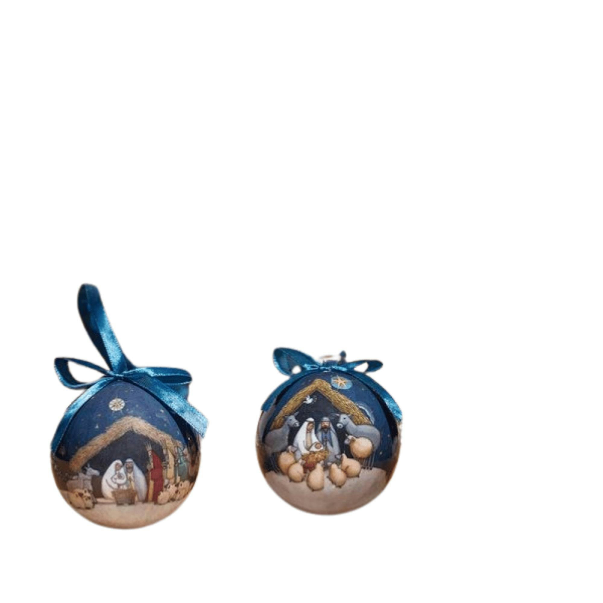 Rackhams 7Cm Set Of 14 Traditional Vintage Nativity Christmas Tree Baubles