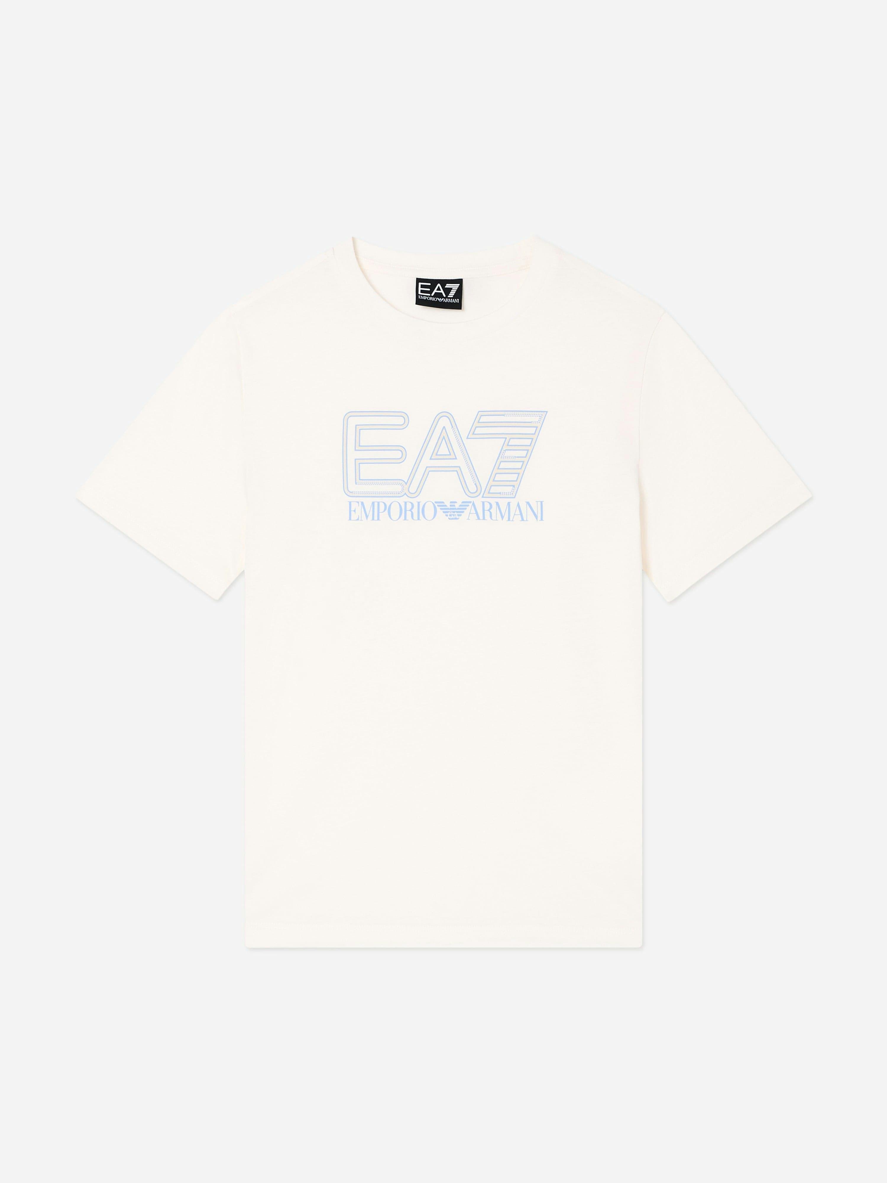 Ea7 Emporio Armani Boys Ivory Train Visibility T-Shirt In - 14 Yrs
