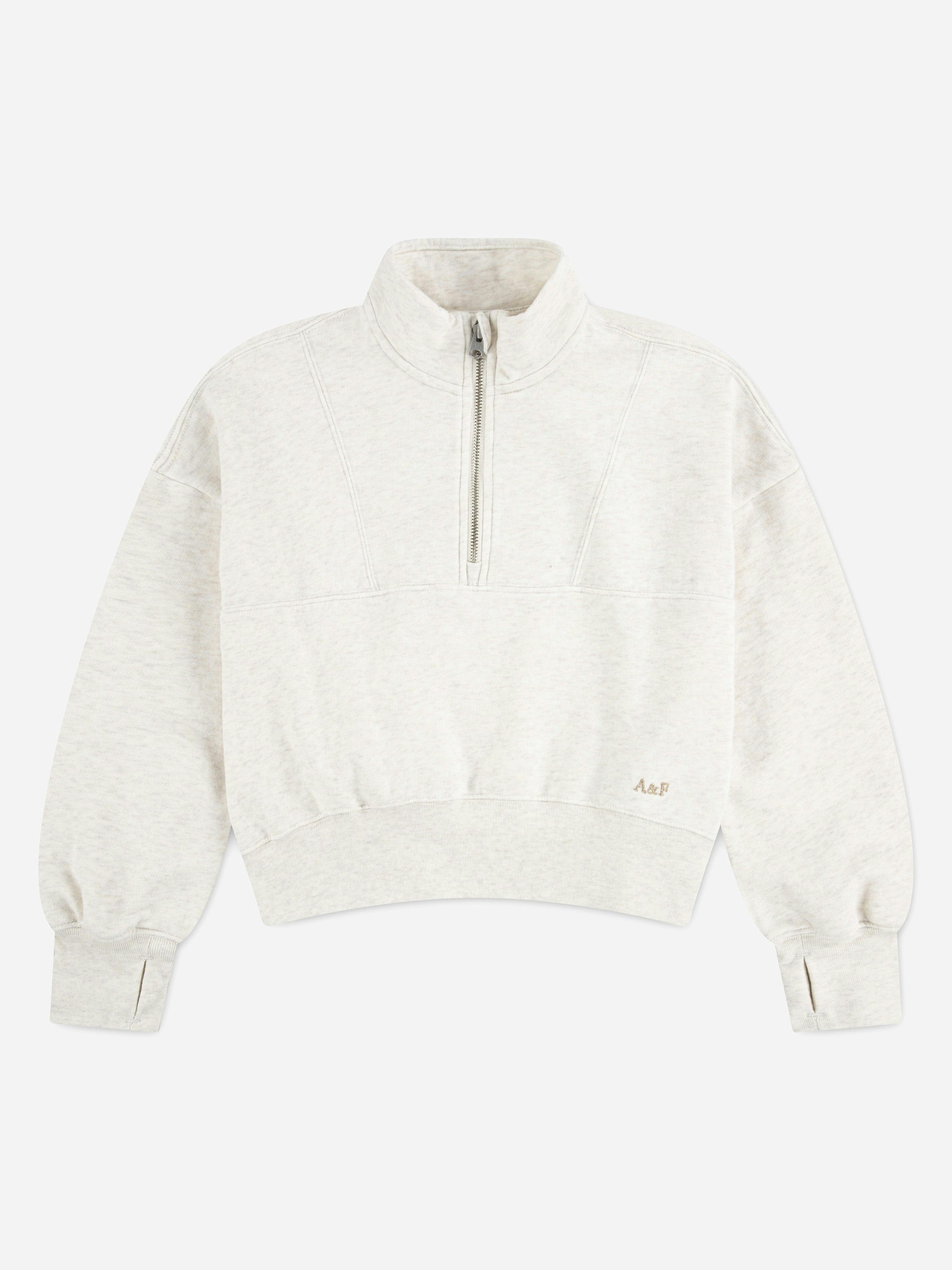 Abercrombie & Fitch Girls Beige Essential 1/4 Zip Pullover In - 15 - 16 Yrs