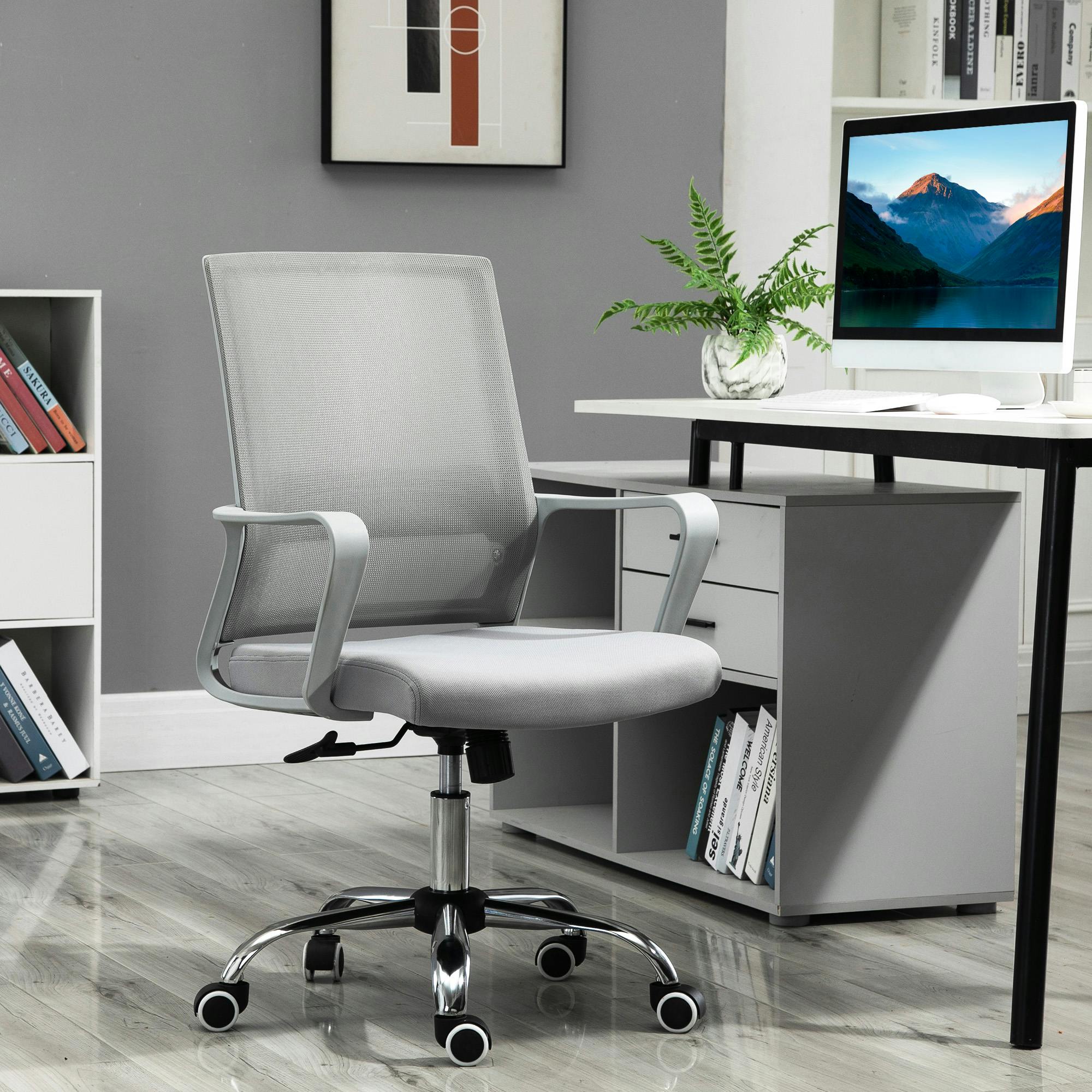 Rackhams Black/Grey Mesh Office Chair Desk Chair W/ Swivel Seat Adjustable Height