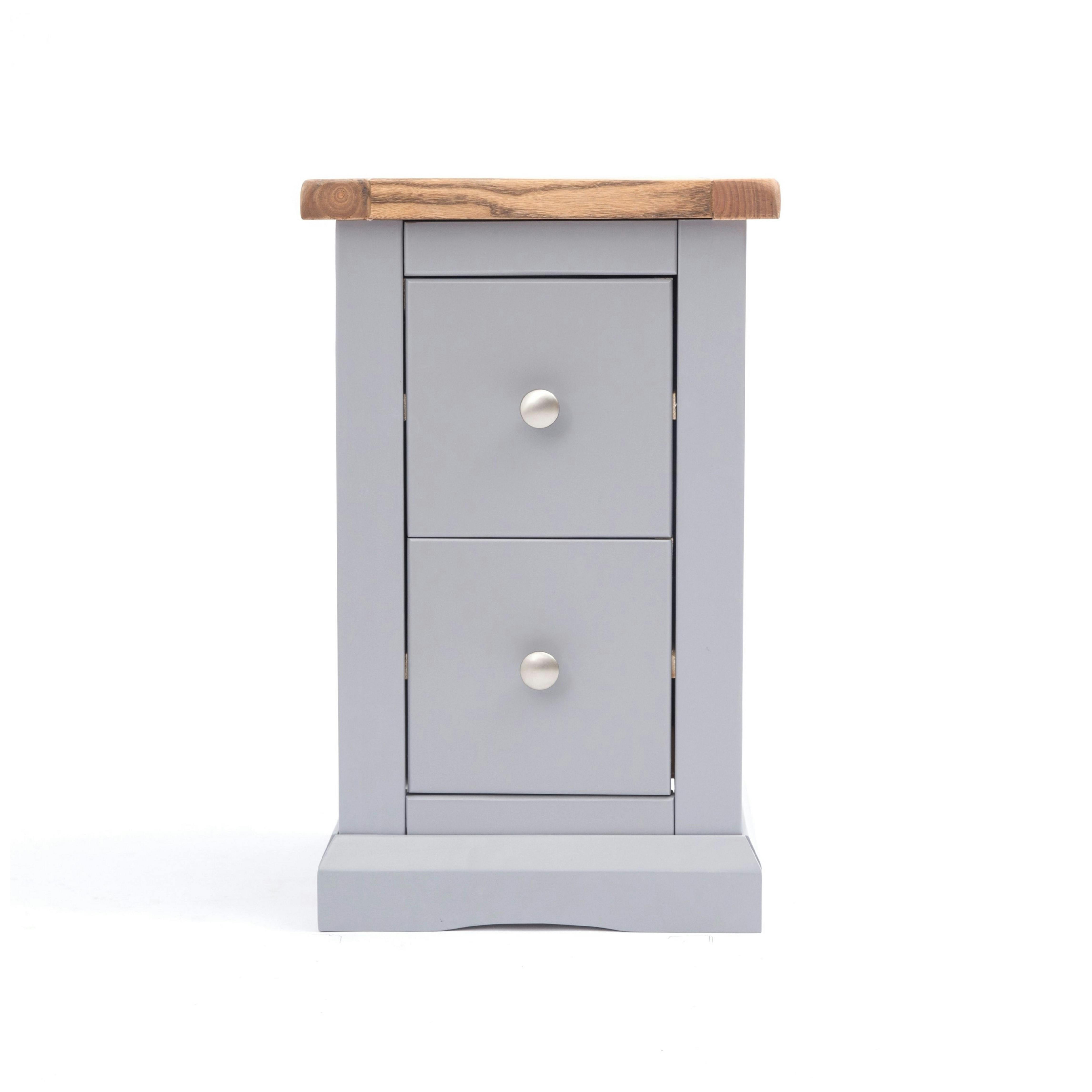 Rackhams Grey Rocca 2 Drawer Petite Bedside Table