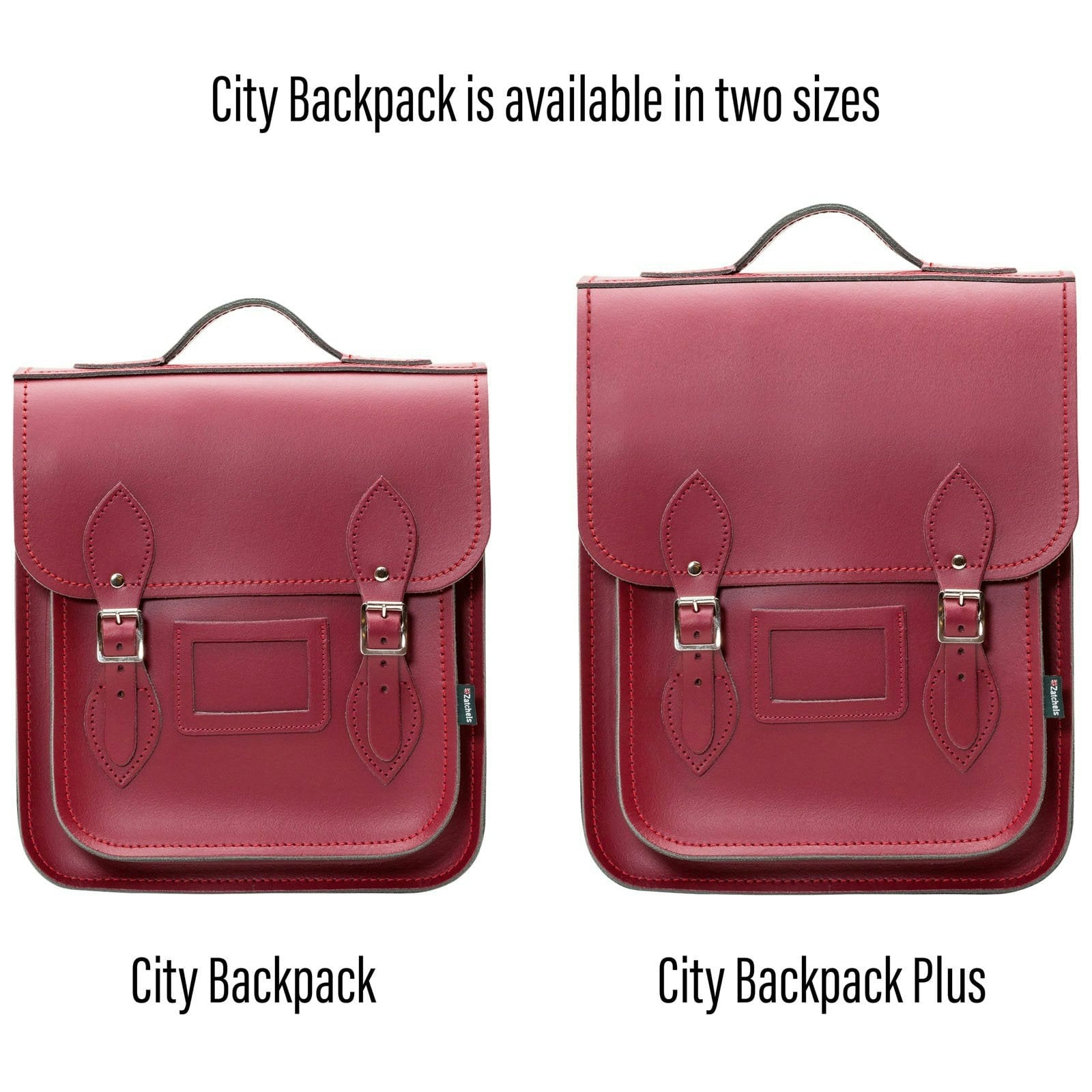 Zatchels Silver Handmade Leather City Backpack - Oxblood - Plus