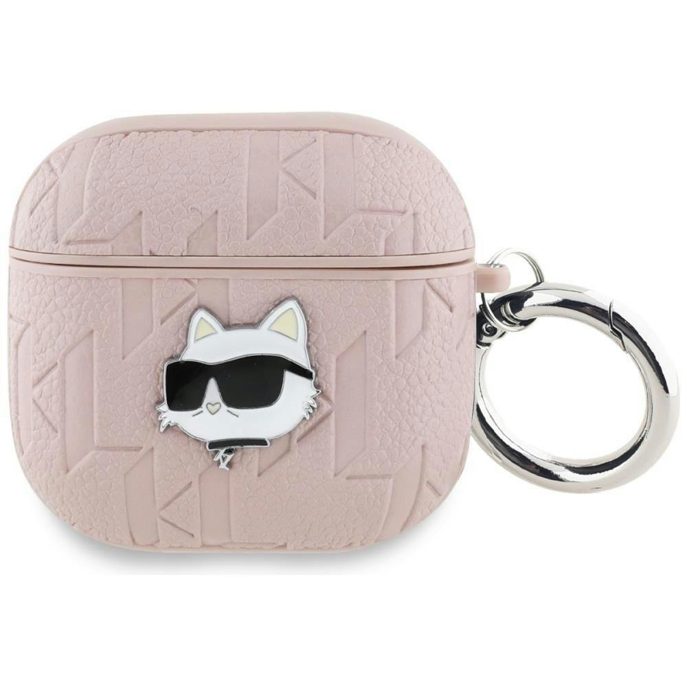 Karl Lagerfeld Pink Monogram Choupette Head Case For Airpods 4 - Kla4pgchpp