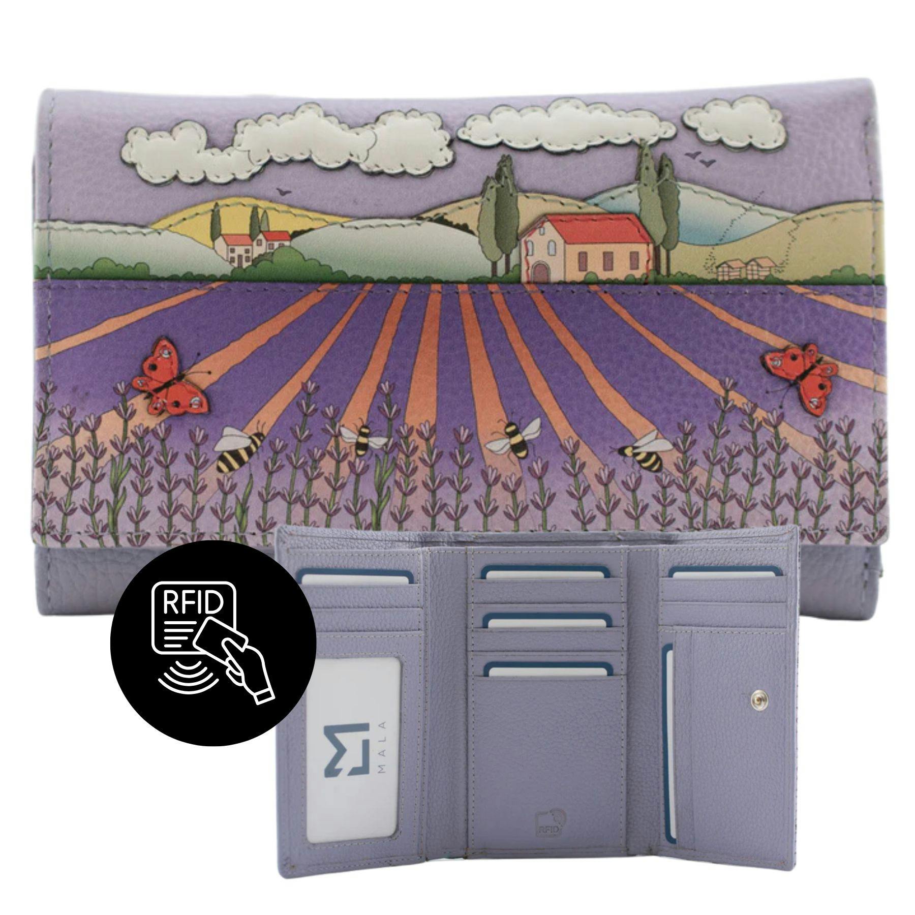 Mala Leather Lavender The Cotswolds Field Trip Fold Purse - One Size - Leather