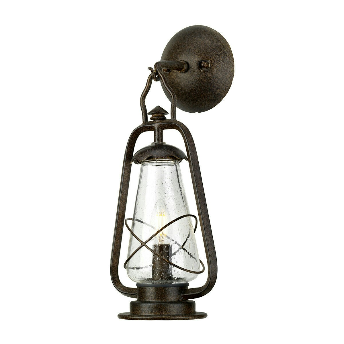 Rackhams Light/Bronze Outdoor Ip44 Wall Sconce Old Led E14 60W Bulb External D01954